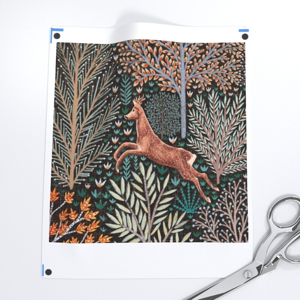 Rustic Woodland Whimsical Forest Animals Deer Wolf Birds Trees Woods Nature Fall Autumn Leaves Custom Removable Wallpaper by Spoonflower Peel & Stick Wallpaper 2FT Wide