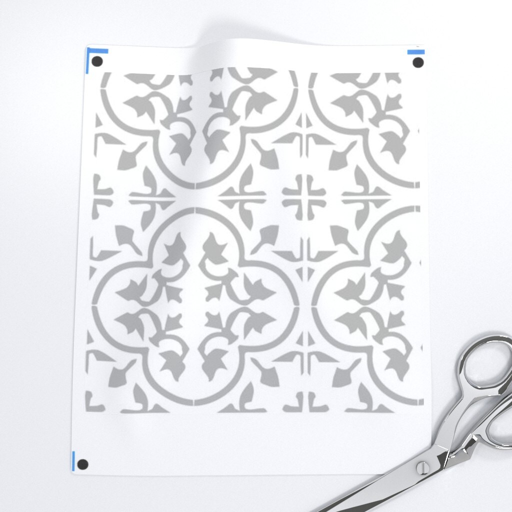 Gray Light Moroccan Tile Mexican Spanish Tiles Floral Kitchen Home Geometric Custom Removable Wallpaper by Spoonflower Peel & Stick Wallpaper 2FT Wide