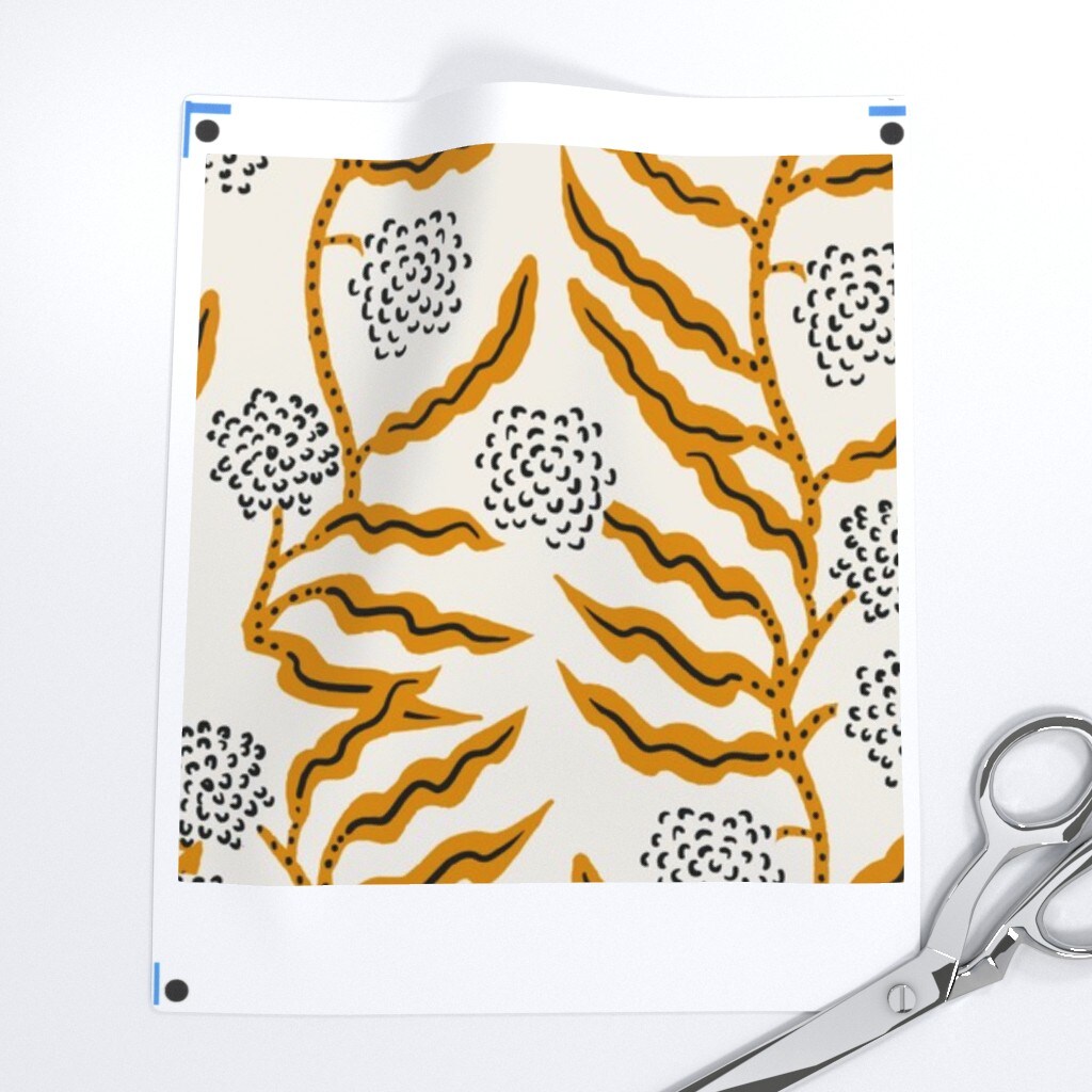 Boho Gold Floral Modern Botanical Mustard Garden Vine Abstract Custom Pre-pasted Wallpaper by Spoonflower Pre-Pasted Wallpaper 2FT Wide