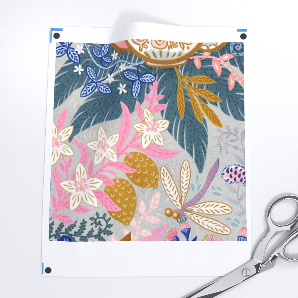 Fairy Tale Maximalist Mustard Gold Pink Imagination Animals Kids Room Custom Pre-pasted Wallpaper by Spoonflower Pre-Pasted Wallpaper 2FT Wide
