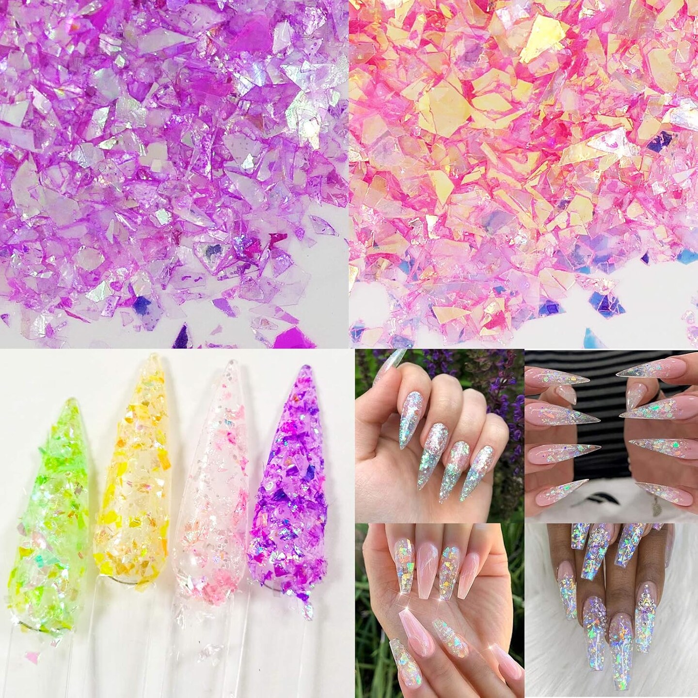 14 Colors Resin Chunky Glitter Flakes Irregular Iridescent Sparkles Glitters Confetti Craft Supplies