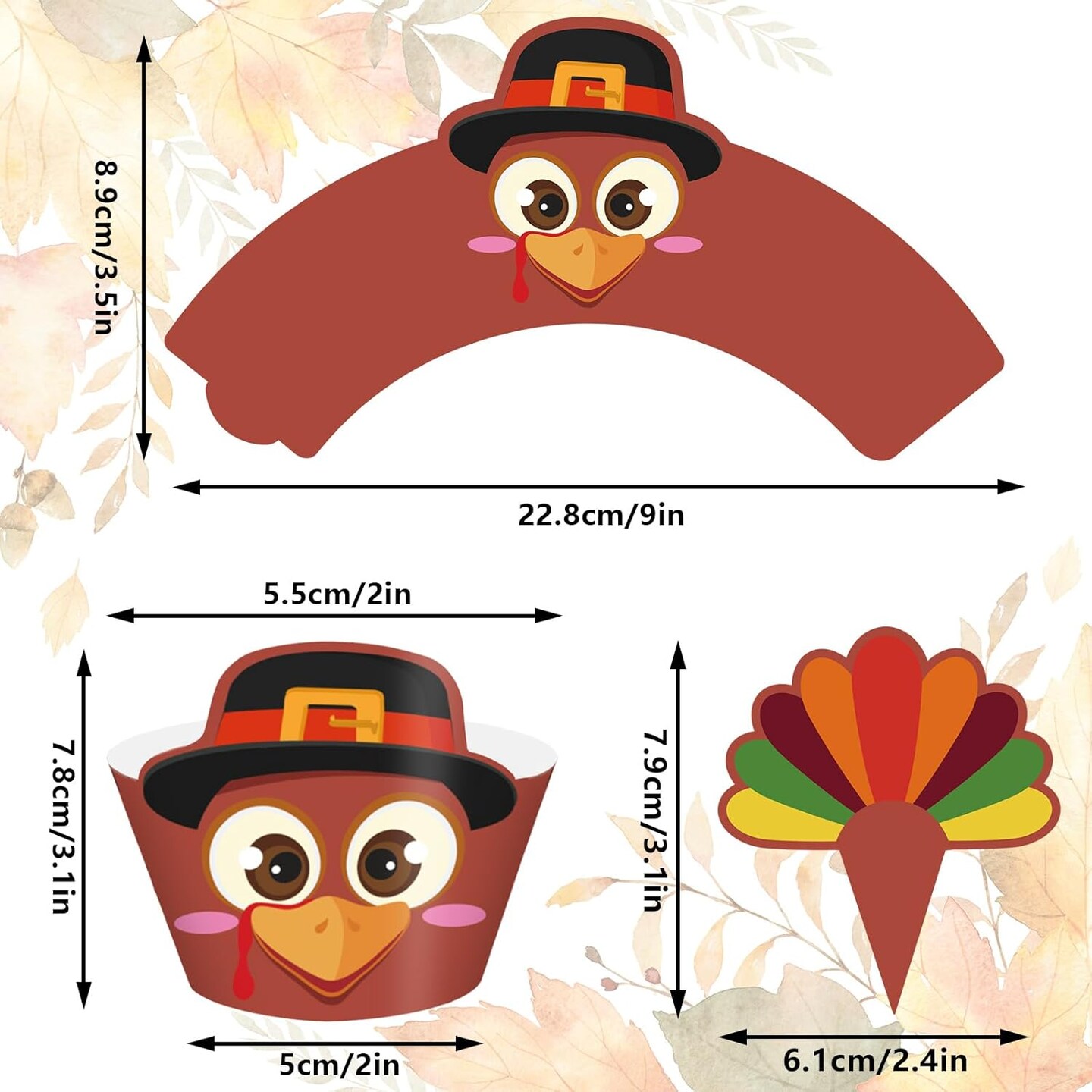 48Pcs Thanksgiving Cupcake Wrappers &#x26; Toppers Set