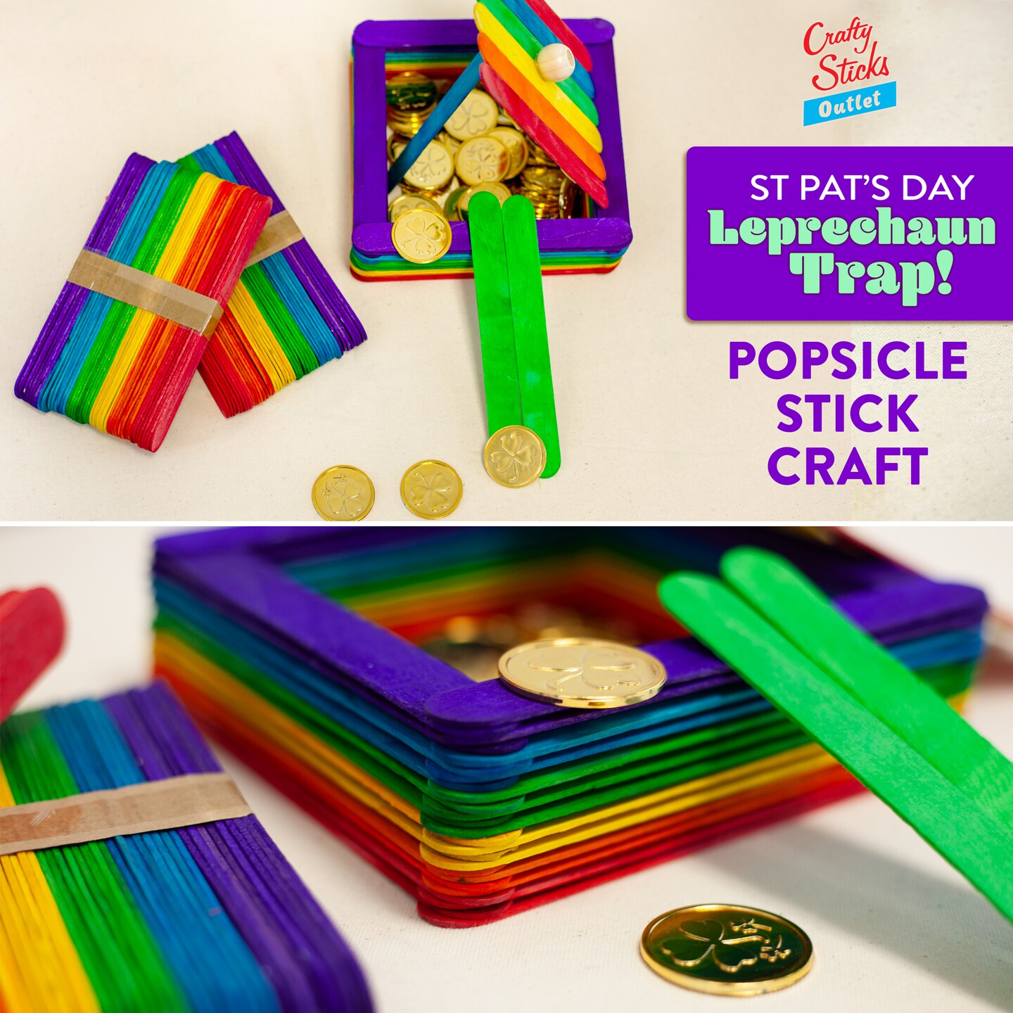 CraftySticks 6 Inch Jumbo Wood Popsicle Sticks for Crafts and STEM Learning