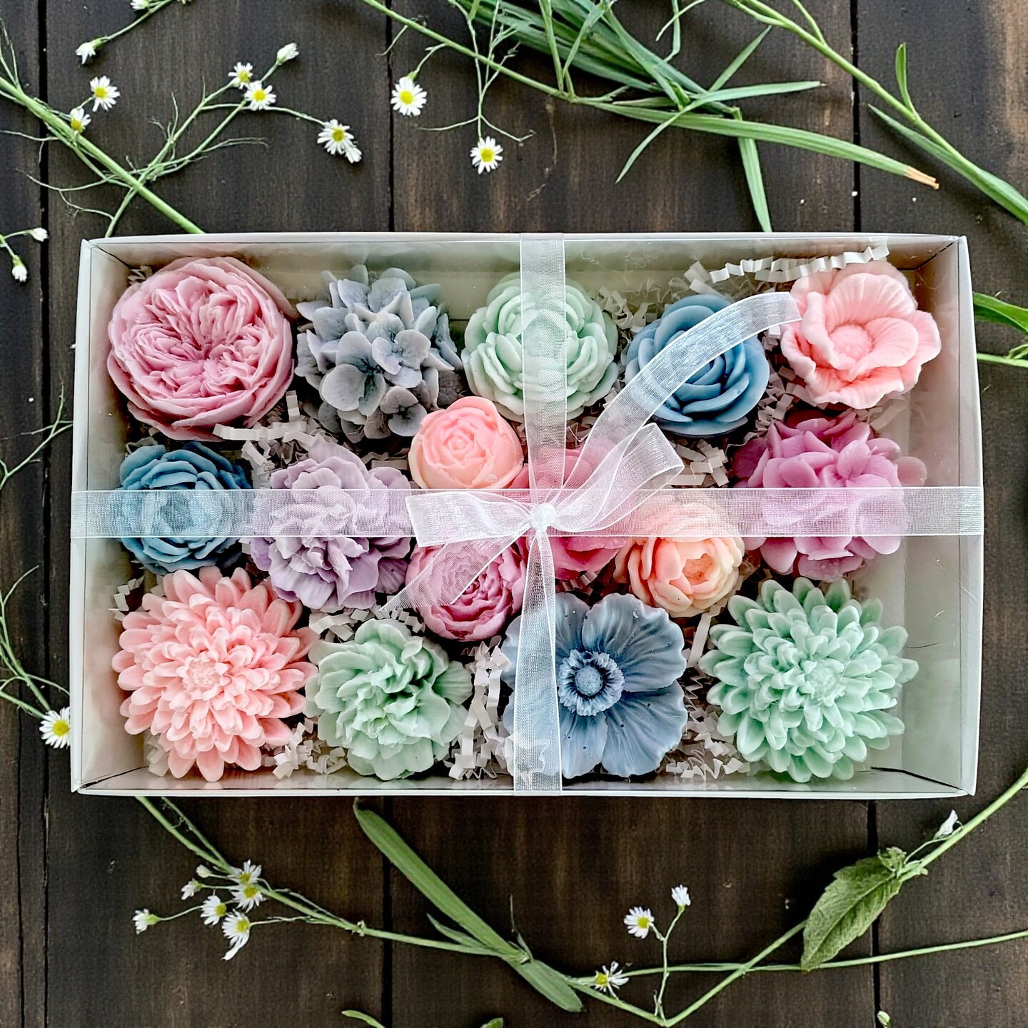 Flower Garden Soap Box – Pastel Floral Soap Set – Handcrafted Gift