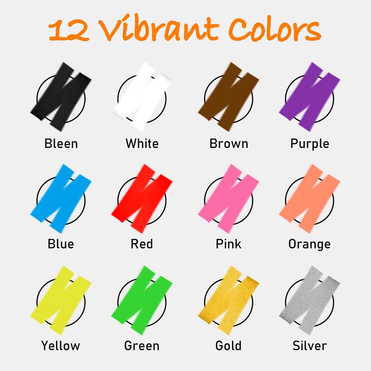 Window Markers, Jumbo Chalk Markers for Blackboard, Washable Car Marker for Chalkboard,Glass Mirrow,10mm Thick Tip12 Colors With Metallic Colors