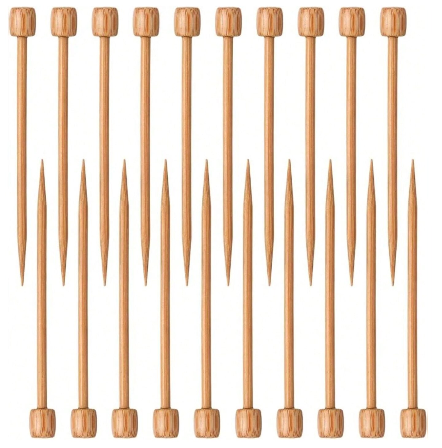 20-Piece Bamboo Crochet Marking Pins & Mini Knitting Needles Set – Smooth Natural Wood for Crafting & DIY Projects