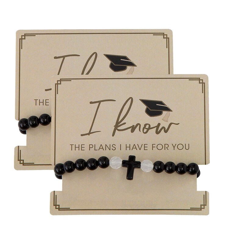 2 3/4&#x22; Religious Graduation Cross Bracelets on Handout Card 6 Pieces