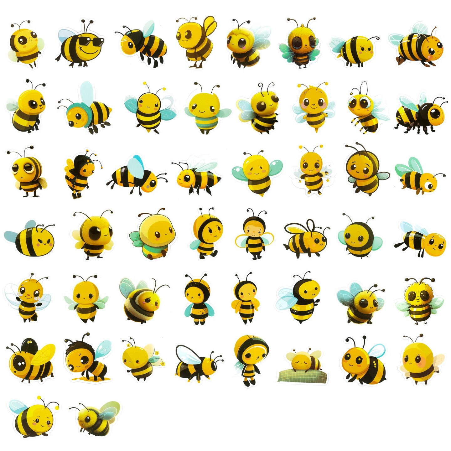 Wrapables Waterproof Vinyl Stickers for Water Bottles, Laptop, Phones, Skateboards, Decals for Teens, 110pcs, Bumblebees