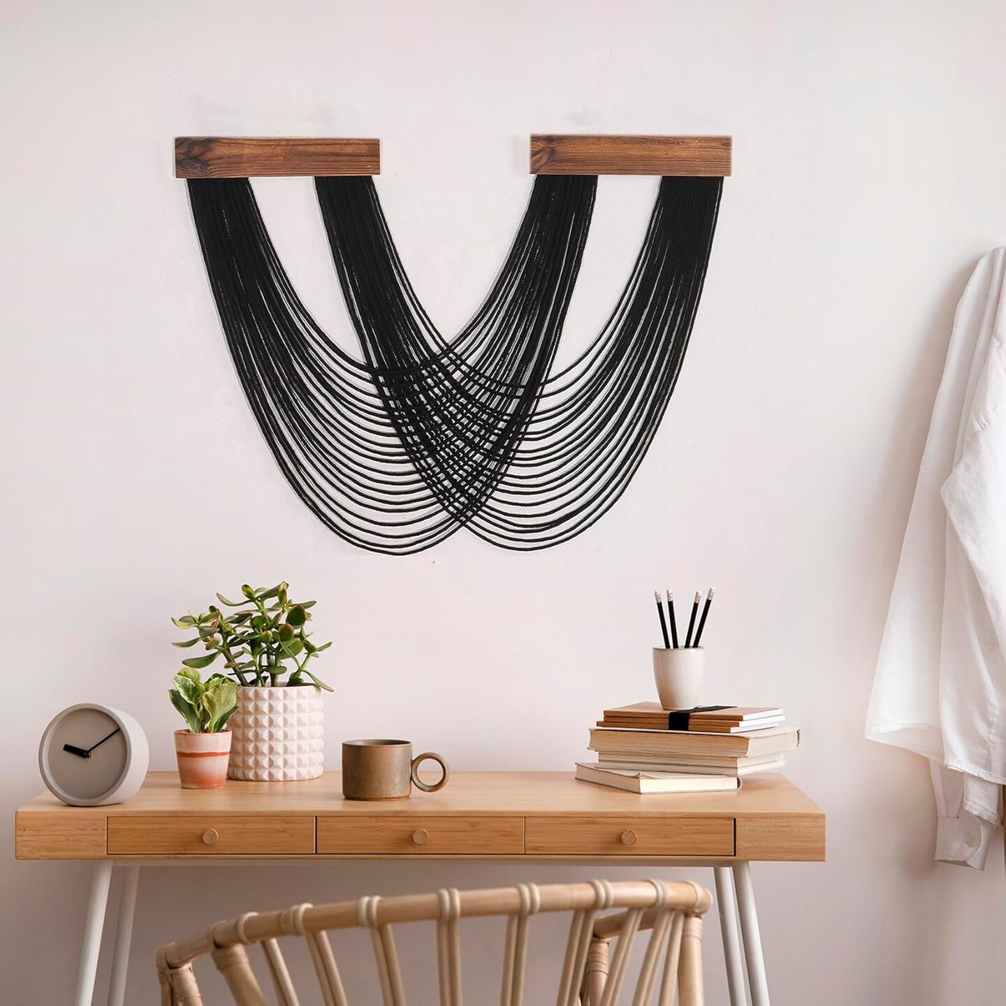 Macrame Wall Hanging, Boho Tapestry Wall Hanging Macrame Wall Art Handmade Yarn Woven Wall Art Modern Home Decor Headboard Wall Decor for Bedroom Living Room Dorm Nursery