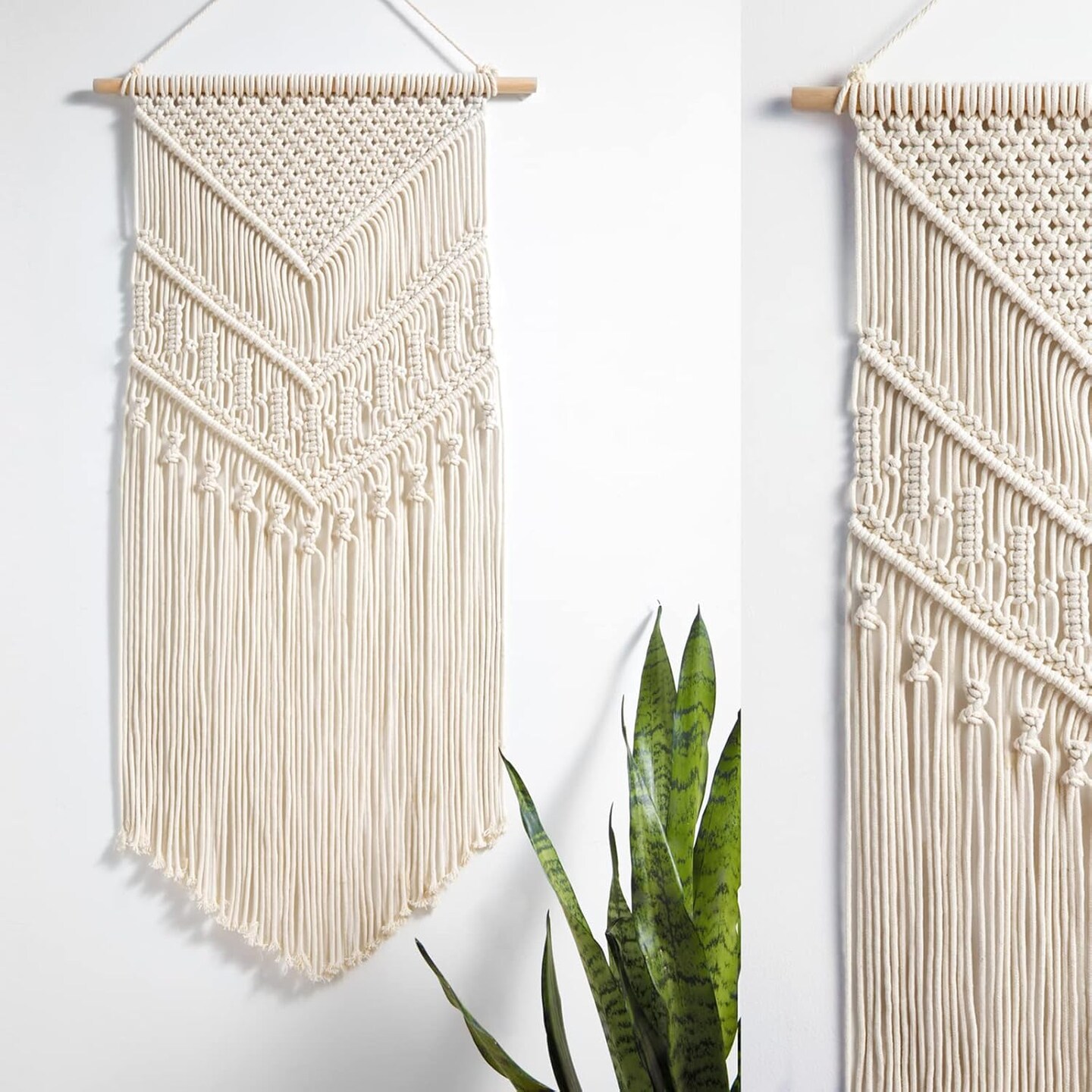 Macrame Wall Hanging Art Woven Boho Home D&#xE9;cor, Geometric Beautiful Yarn Tapestry Wall Decor for Bedroom, Nursery, Apartment, Dorm Decoration, 17&#x22; W x 33&#x22; L