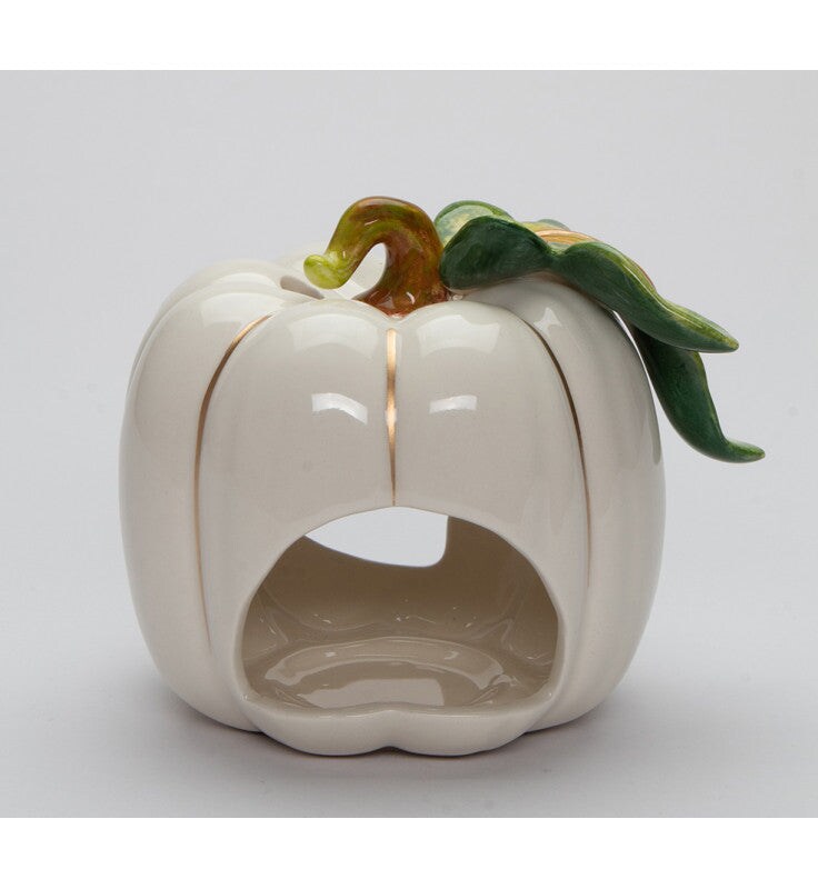 Ceramic White Pumpkin Jack-O-Lantern Tealight Candle Holder, Home D&#xE9;cor, Gift for Her, Gift for Mom, Fall D&#xE9;cor, Halloween D&#xE9;cor