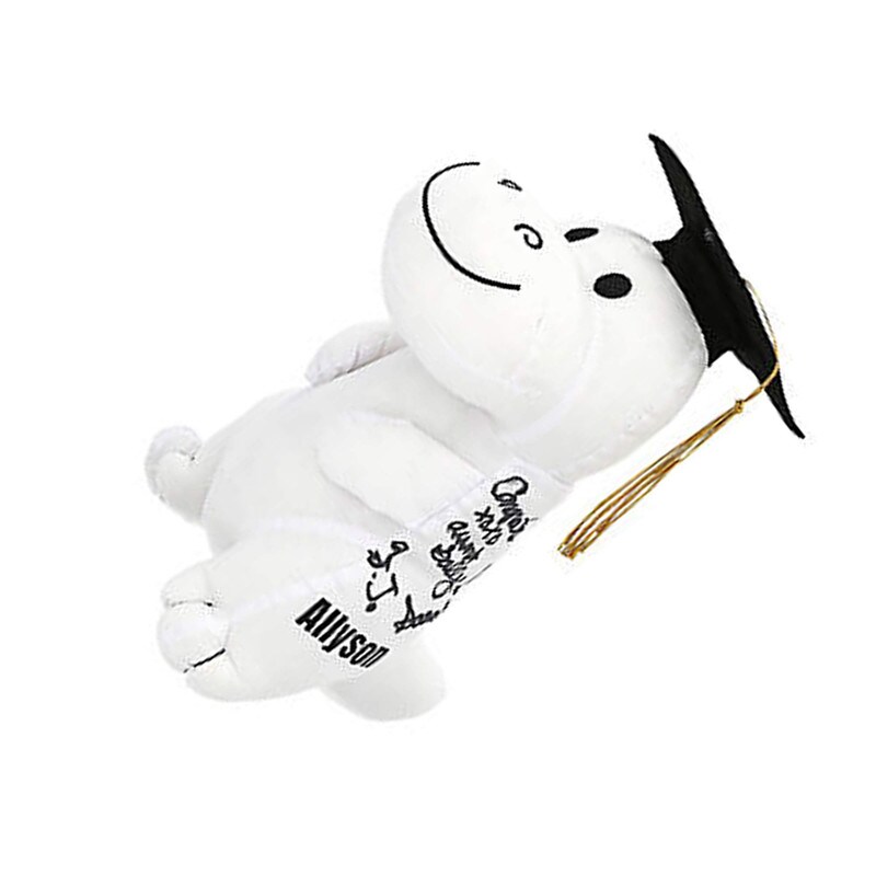 Personalized Graduation Autograph White Stuffed Dinosaur with Cap 6&#x22; x 11&#x22; Graduation Keepsake