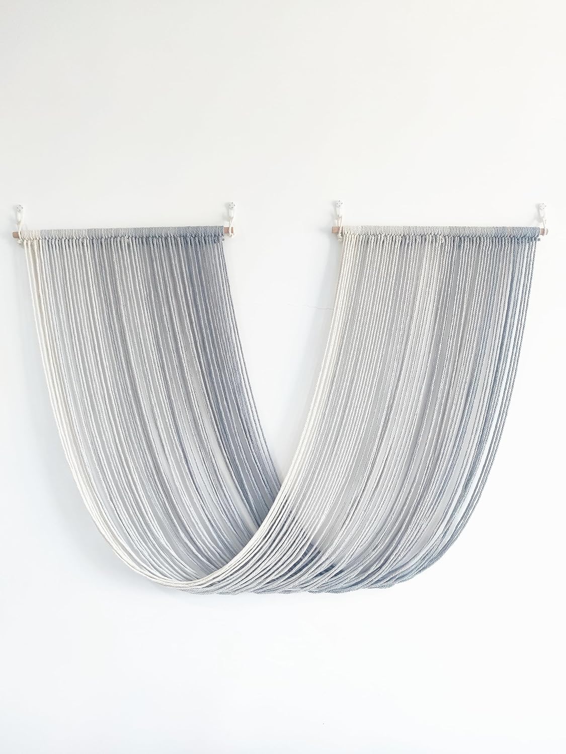 Macrame Wall Hanging Tie-Dye Yarn Tapestry Boho Home Decor 52&#x22; Wx34 L, Grey
