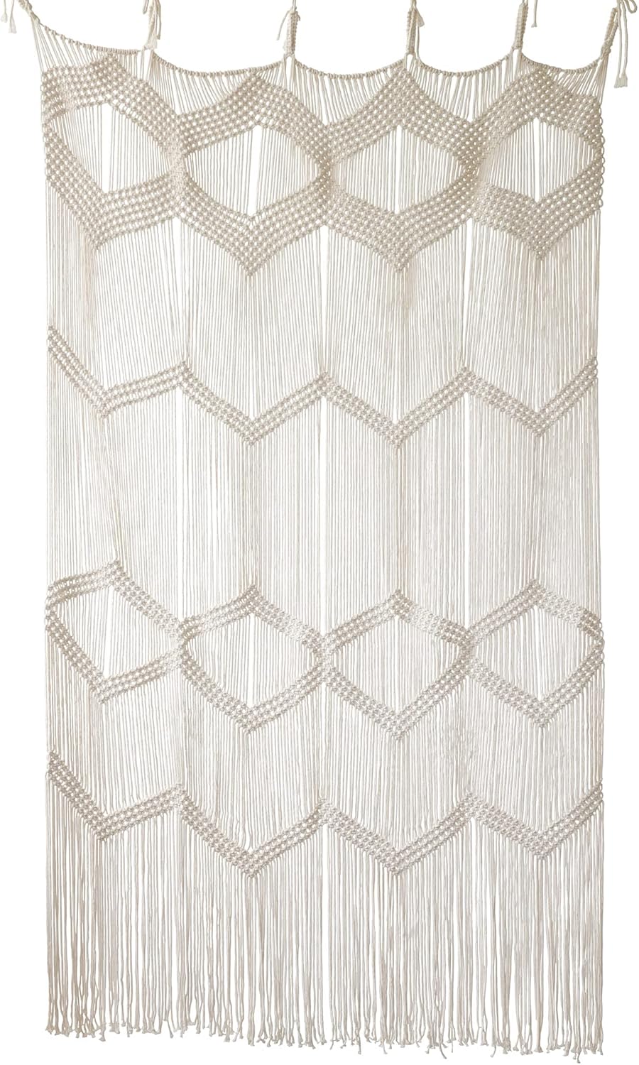 Macramé Curtain – Boho Window or Room Divider, Doorway Hanging, Wall Décor for Living Room or Bedroom, 42" W x 75" H