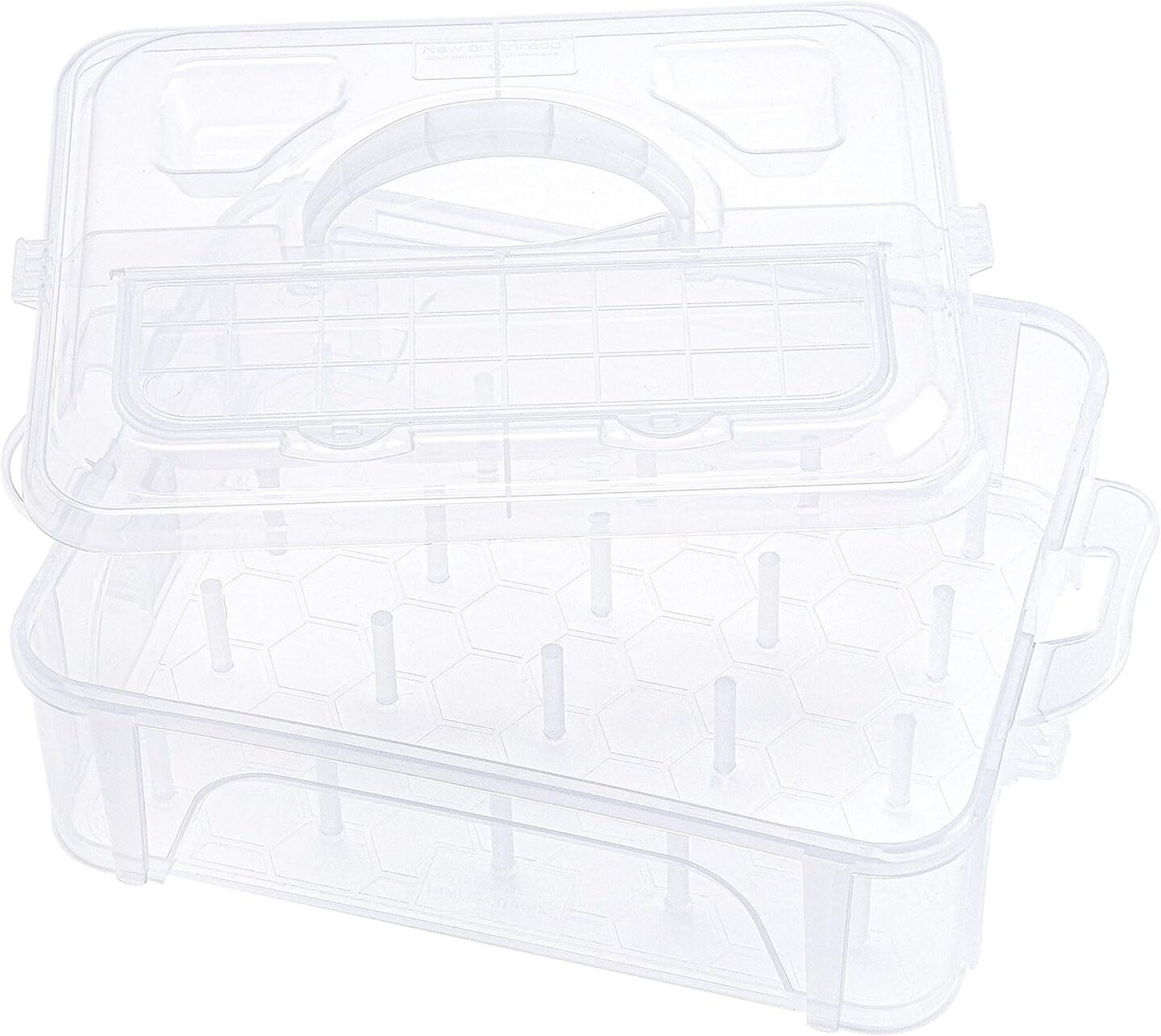 New brothread 1 Layer Stackable Clear Storage Box/Organizer for Holding 20 Spools Home Embroidery & Sewing Thread (Spool Size Requirement: Height≤2.2"/5.6CM; Width≤1.69"/4.3CM)
