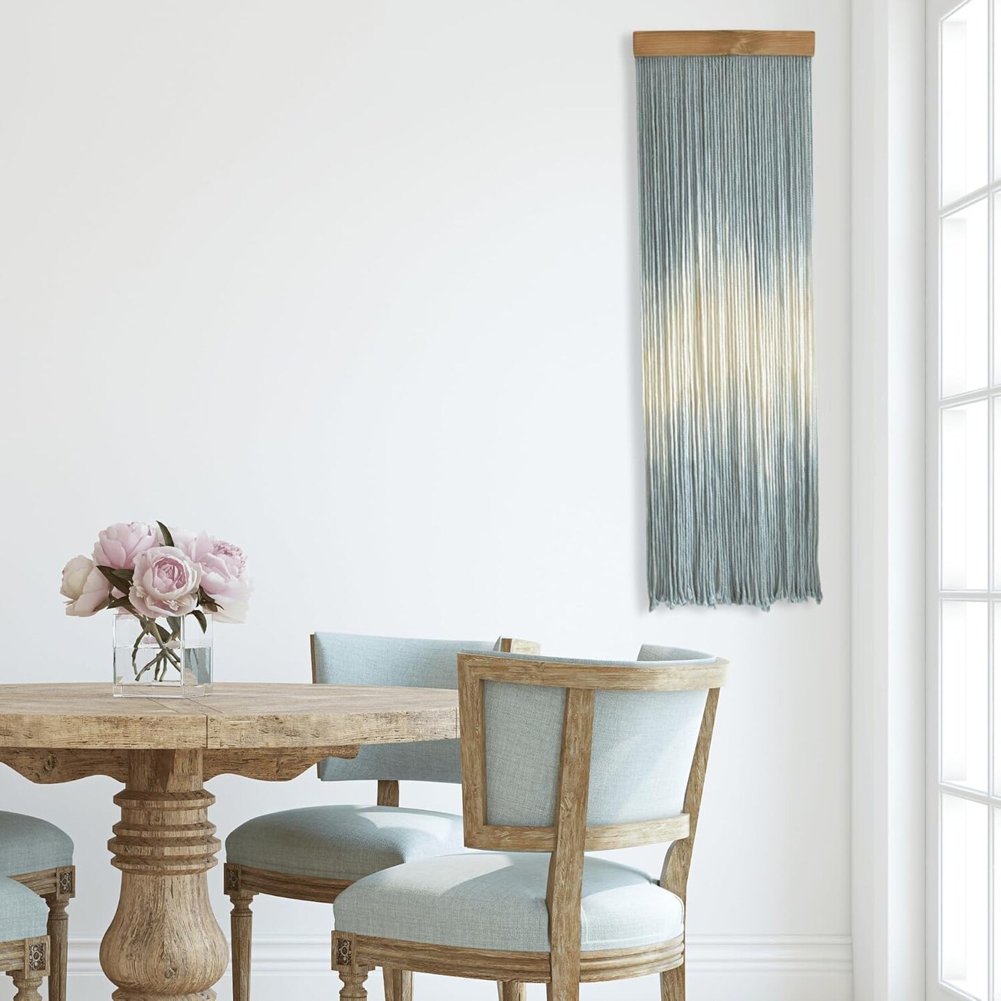 Macrame Wall Hanging, Beachy Macrame, Colored Macrame, Dip Dye Fiber Art, Modern Yarn Tapestry, Boho Wall Decor for Above Couch or Headboard