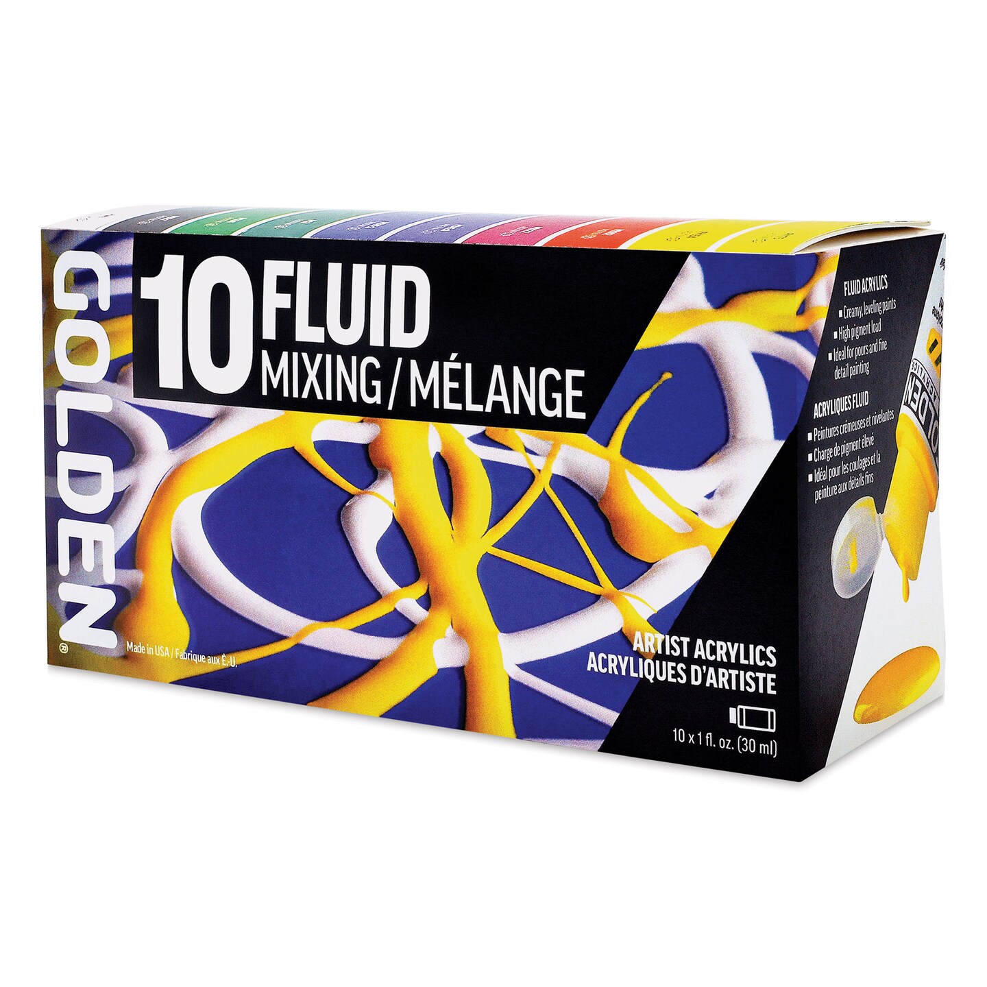 Golden Fluid Acrylics - Mixing Colors, Set of 10, 30 ml