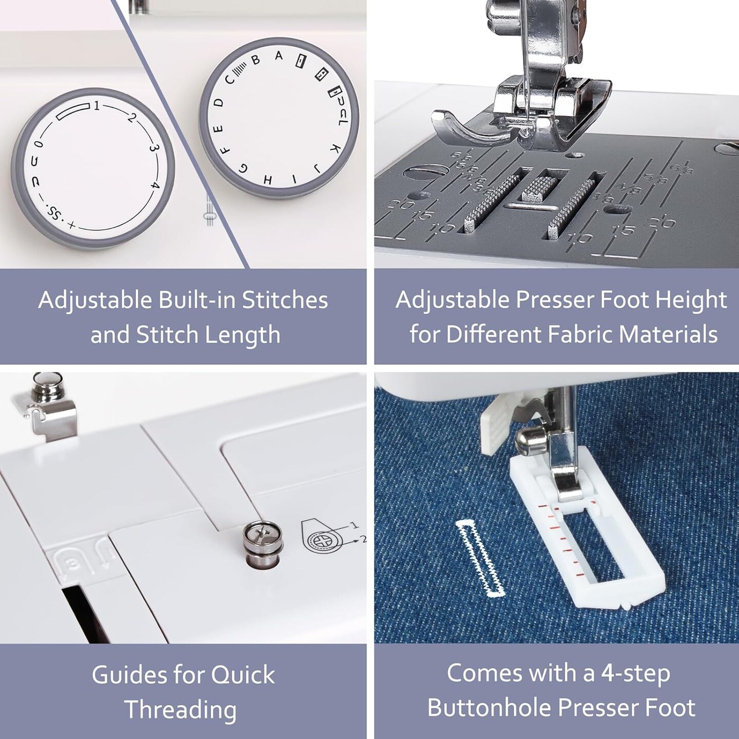 FEIYUE FYe330 Home Sewing Machine with Foot Pedal, Controllable Pedal Speed, 105 Stitch Applications, Powerful Servo Motor, Great for Beginners (White)