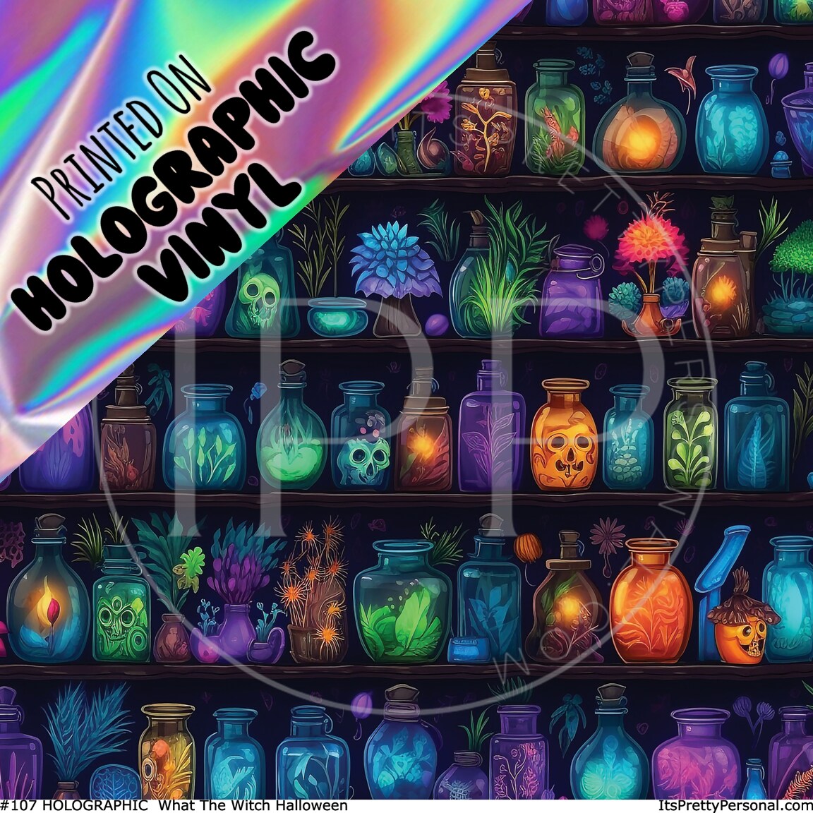 #107 HOLOGRAPHIC - What The Witch Halloween 12x12 Pattern Vinyl