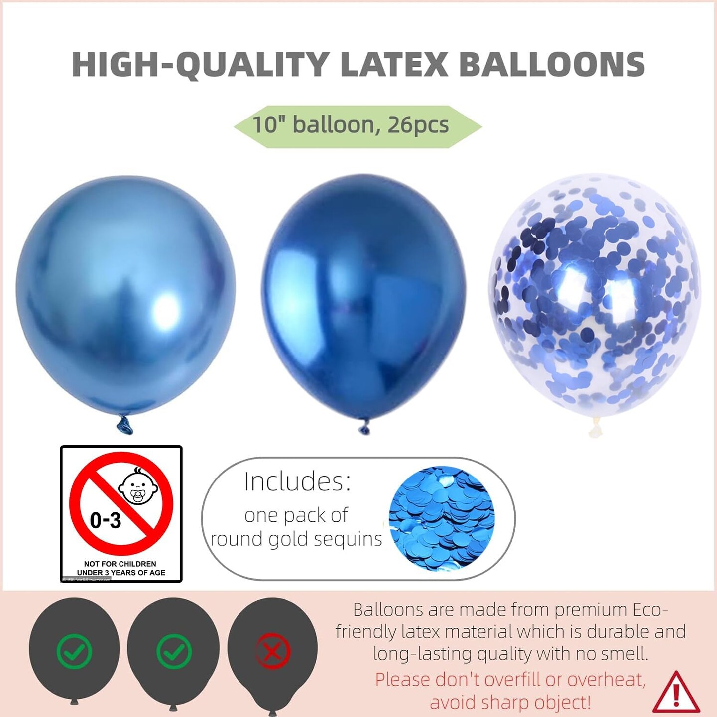 Balloon Column Kit Set of 2 With Confetti Balloons Included - Metallic Blue Balloon Tower with Stand, Base, and Pole,Backdrop Decoration for Wedding, Baby Shower, Birthday Party, or Bachelorette Party