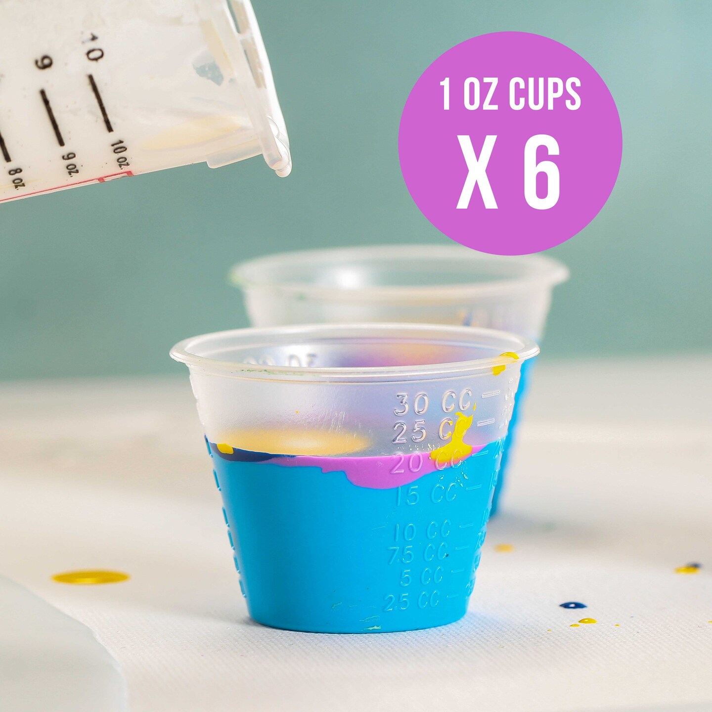 Epoxy Resin Paint Mixing Cups Plastic Liquid Measuring Essentials Supplies Kit - Disposable Plastic, Lids, Paint Sticks, Mini Mixing Paddles, Auto Paint Strainers &#x26; Paint Can Opener