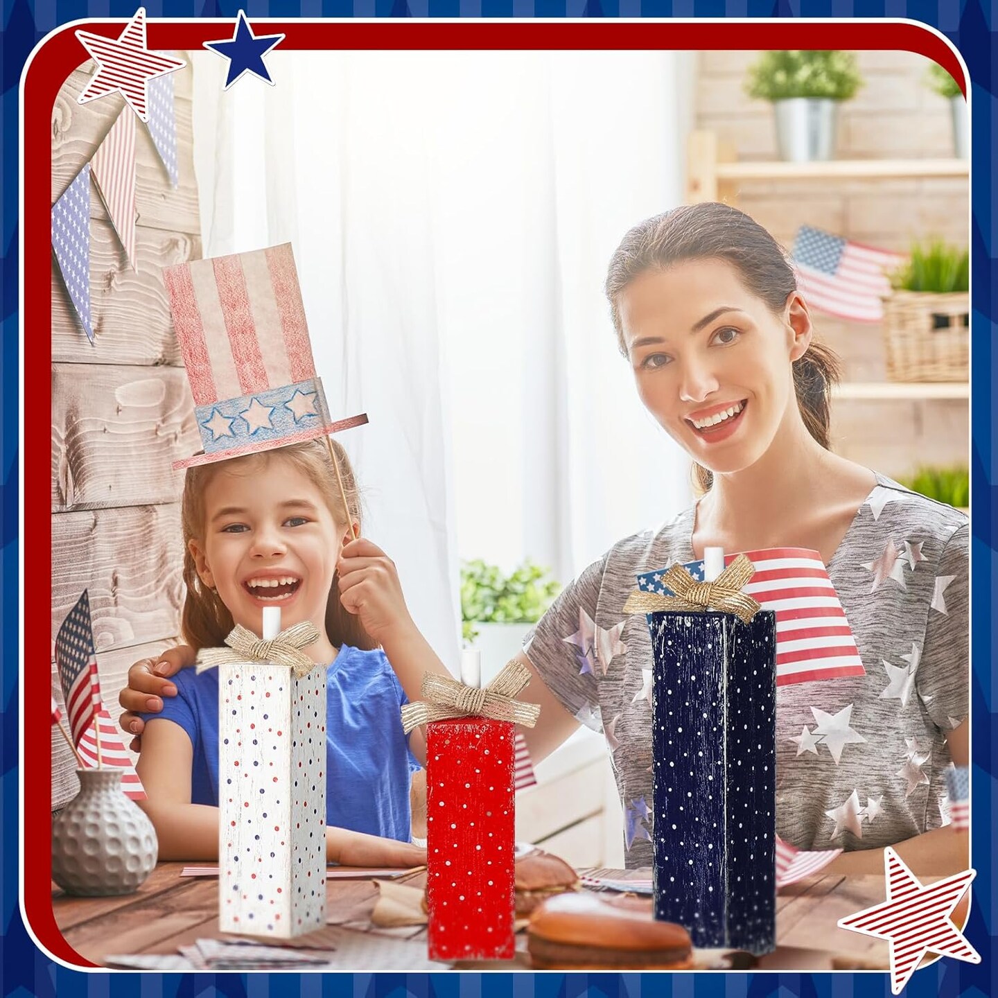 3 Pcs Patriotic Tiered Tray Decor 4th of July Decorations Tabletop Decorations