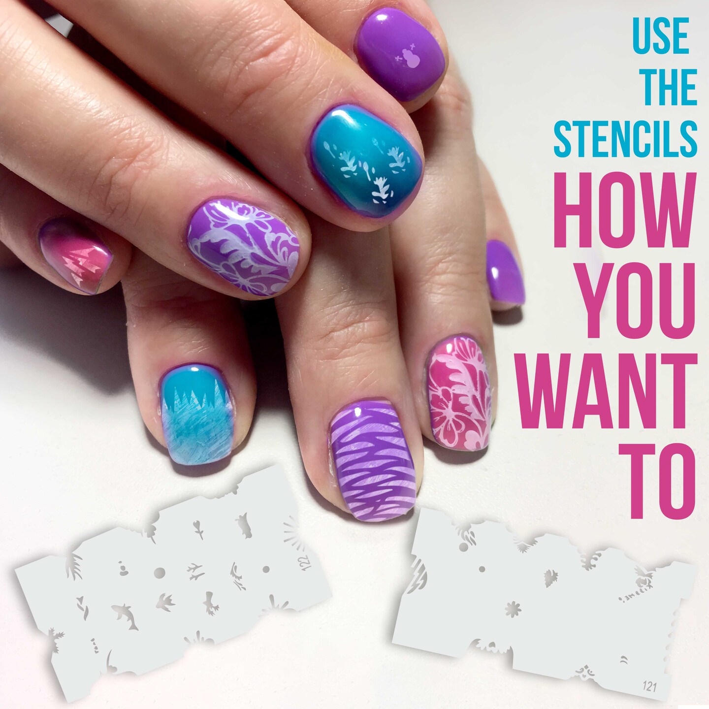 Airbrush Nail Stencils - Design Series Set # 7 Includes 20 Individual Nail Templates with 16 Designs each for a total of 320 Designs of Series #7