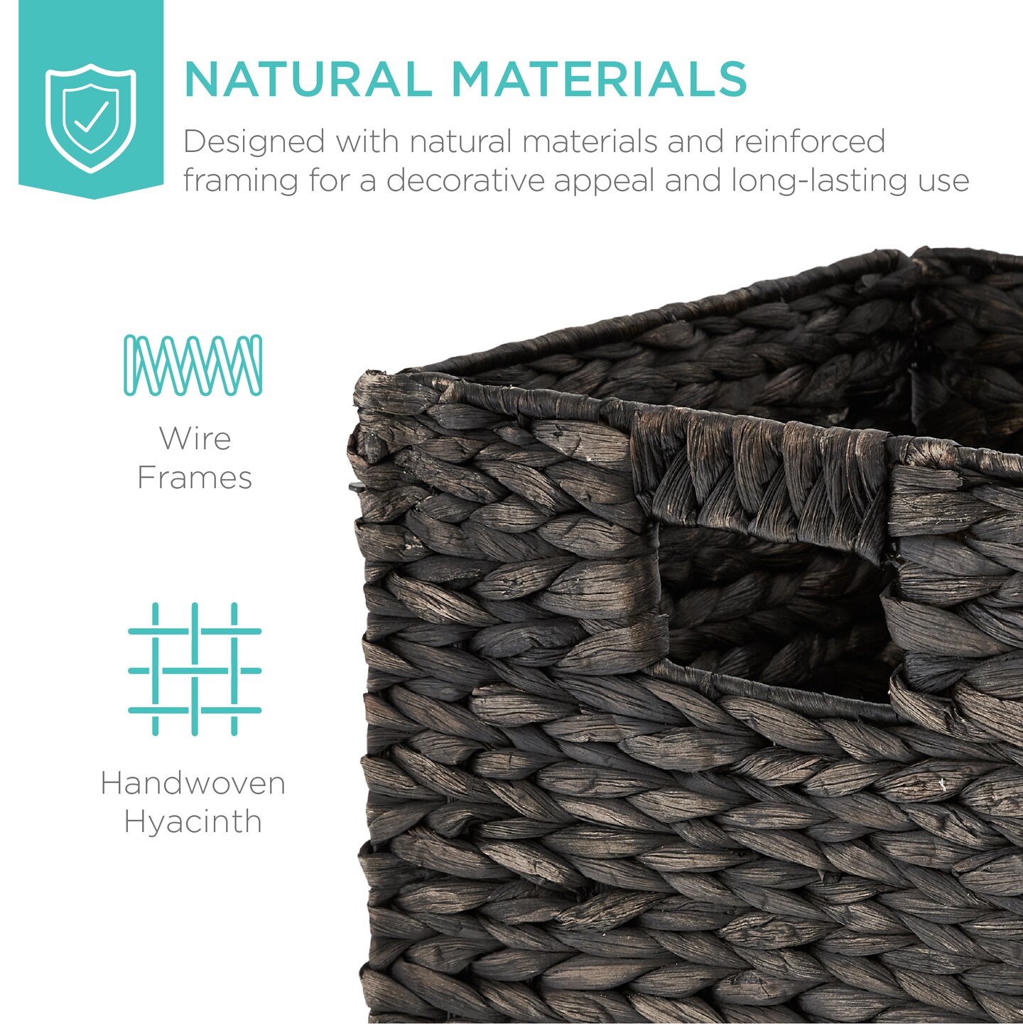 Best Choice Products 10.5x10.5in Hyacinth Storage Baskets, Set of 5 Multipurpose Collapsible Organizers