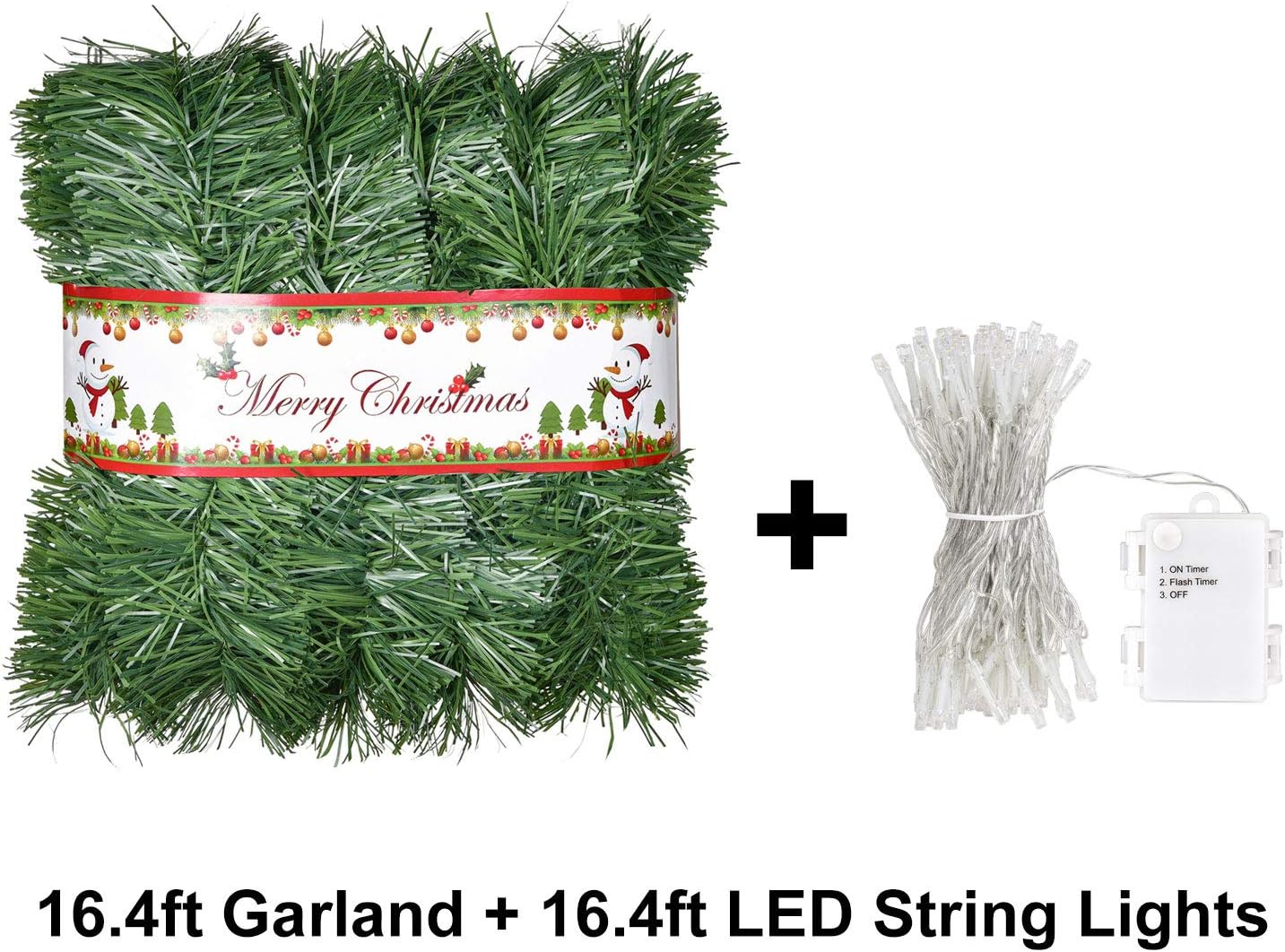 16.4ft Artificial Christmas Garland Decoration, Lighted Pine Garland Soft