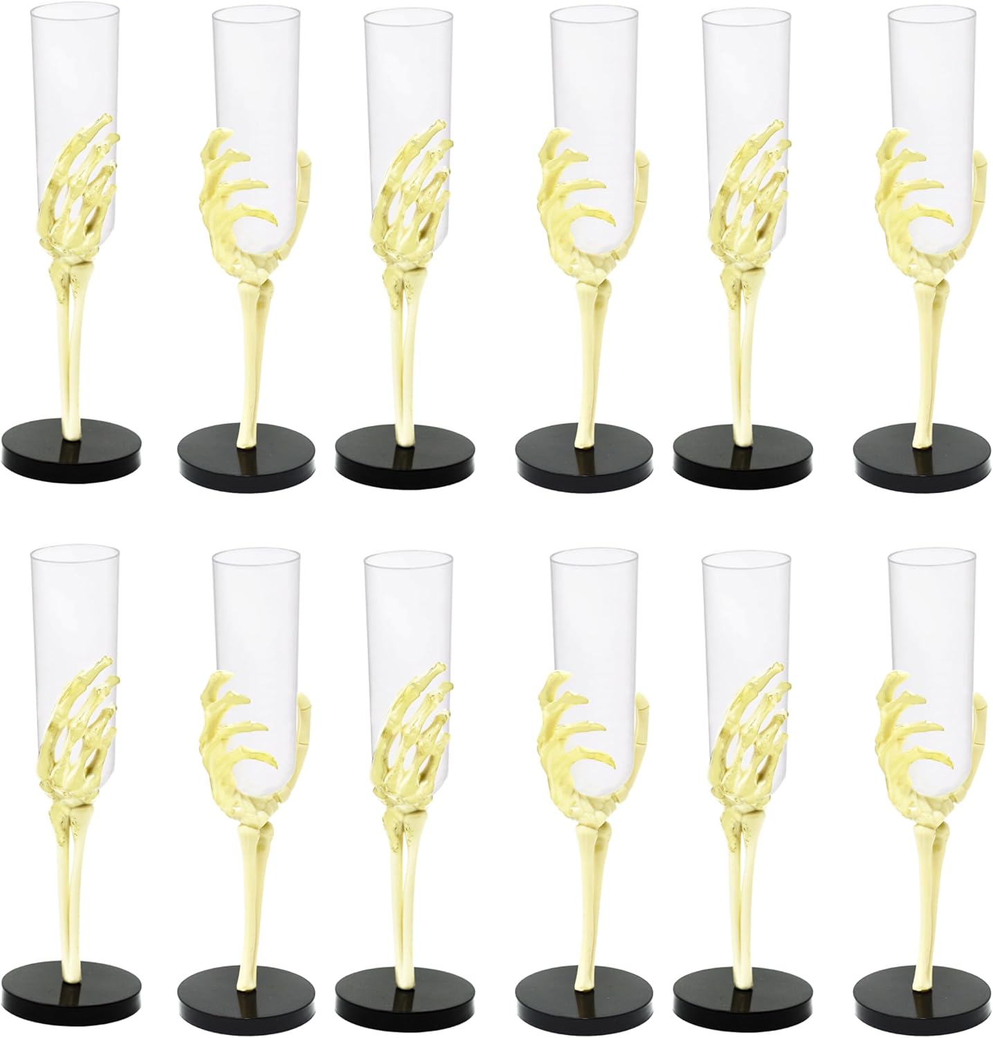4E&#x27;s Novelty Skeleton Hand Flutes 12 Pack, 2.7oz Clear Plastic Halloween Goblets, BPA-Free Skeleton Cocktail Cups, Wine &#x26; Shot Glasses for Halloween Parties, Pirate Parties, Spooky Drinkware &#x26; Party Supplies