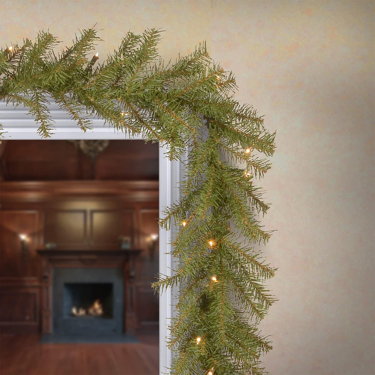 9 Feet -Pre-Lit Artificial Christmas Garland, Green, Norwood Fir, White Lights
