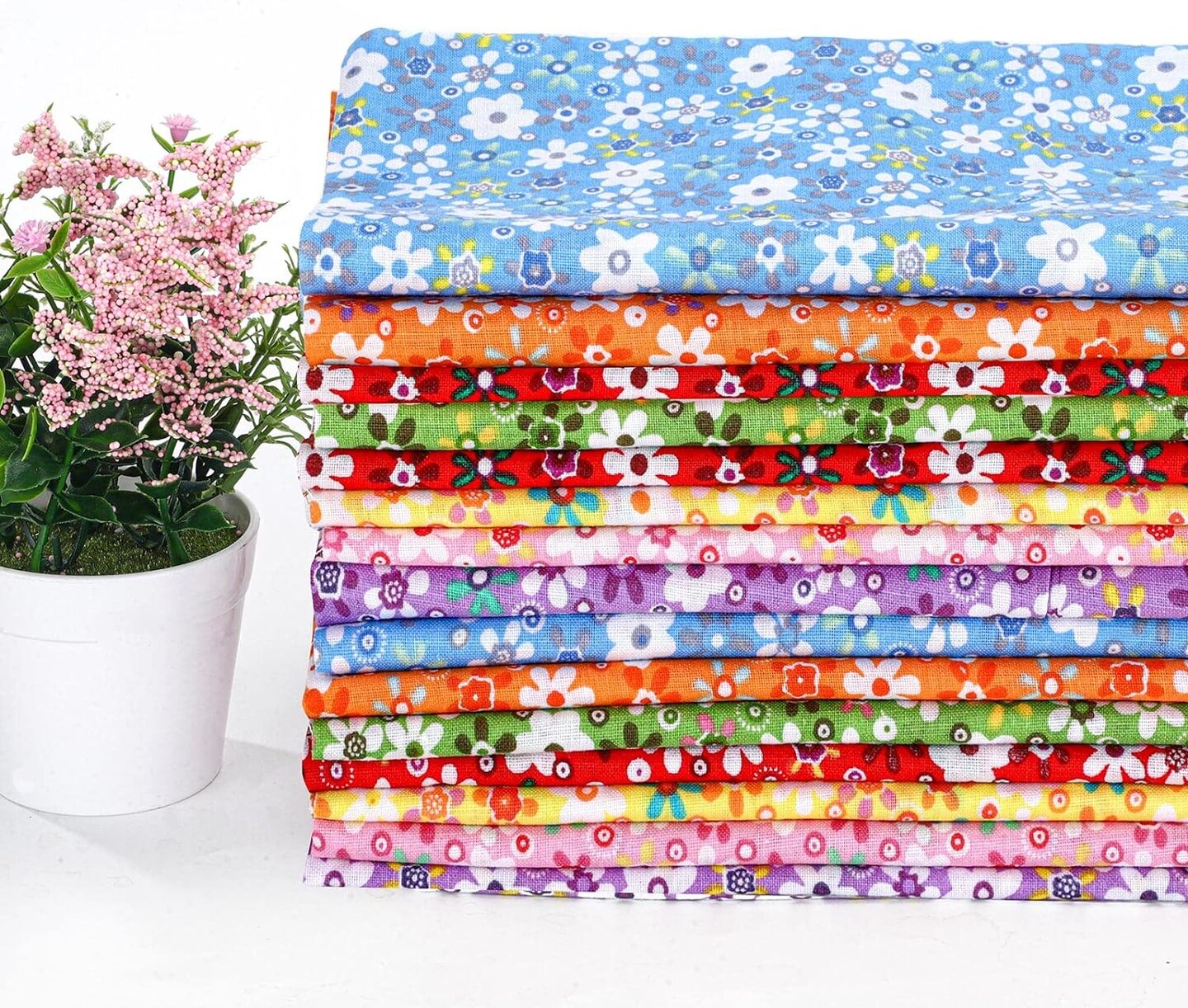 15 Pcs 20 x 20 Inch Cotton Fabric Floral Square Quilting