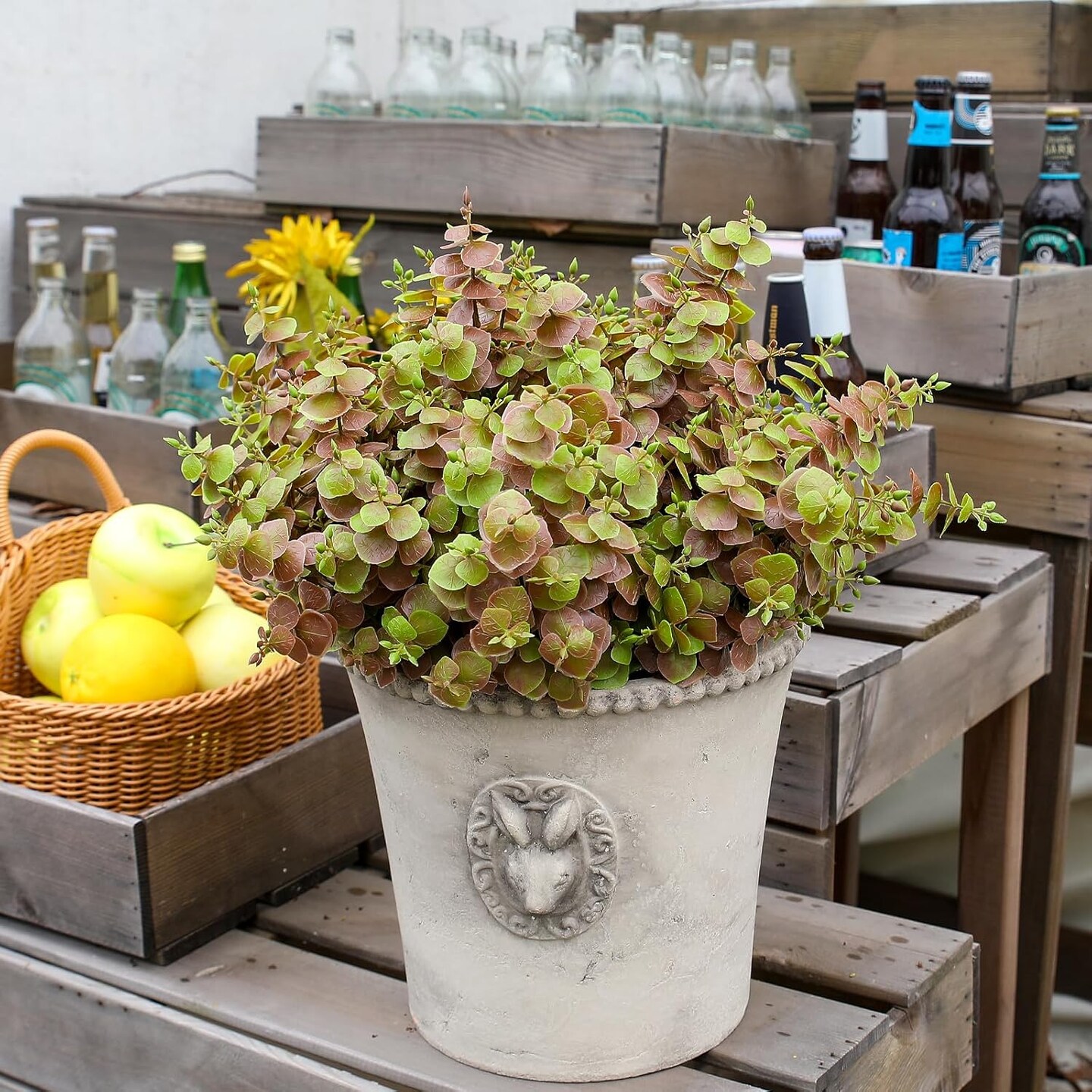 Artificial Fall Leaves Plant – 8PCS Outdoor Fake Greenery Boxwood Shrubs UV Resistant Fake Plants for Porch, Patio, Thanksgiving or Autumn Home Decor - Fall Leaves