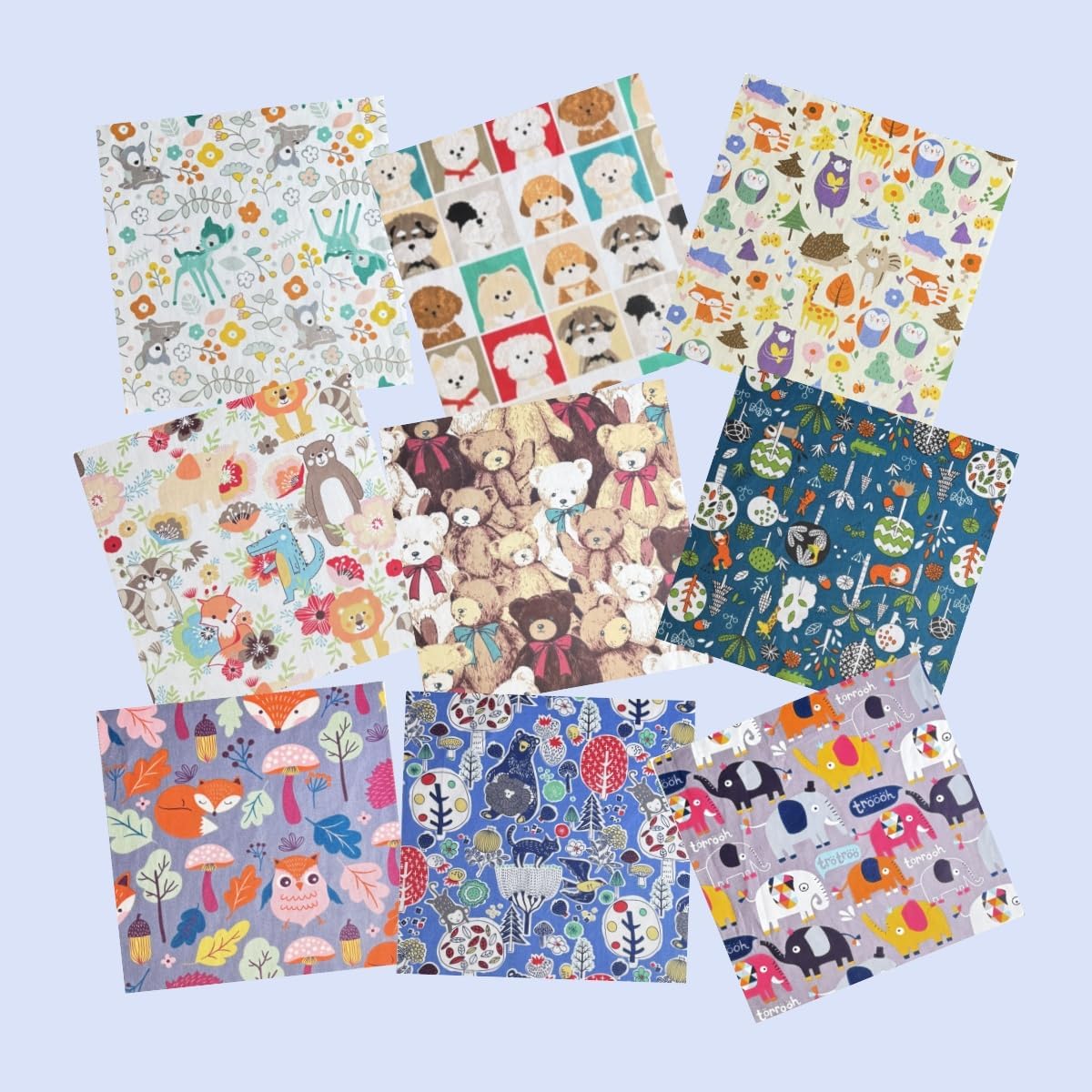 54Pcs Layer Cakes 10 inch Pre-Cut Fabric Squares for Quilting(Animal Theme)