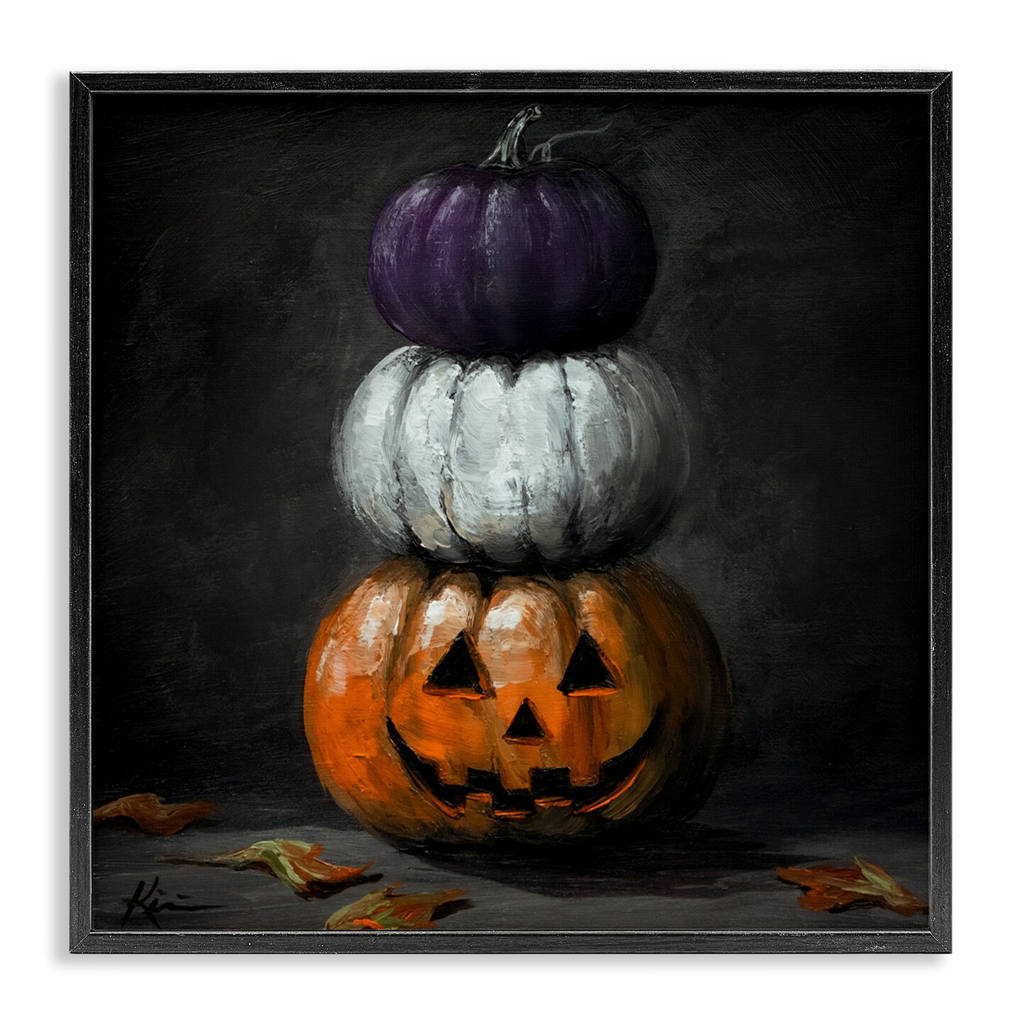 Vintage Halloween Pumpkin Stack Framed Giclee Art