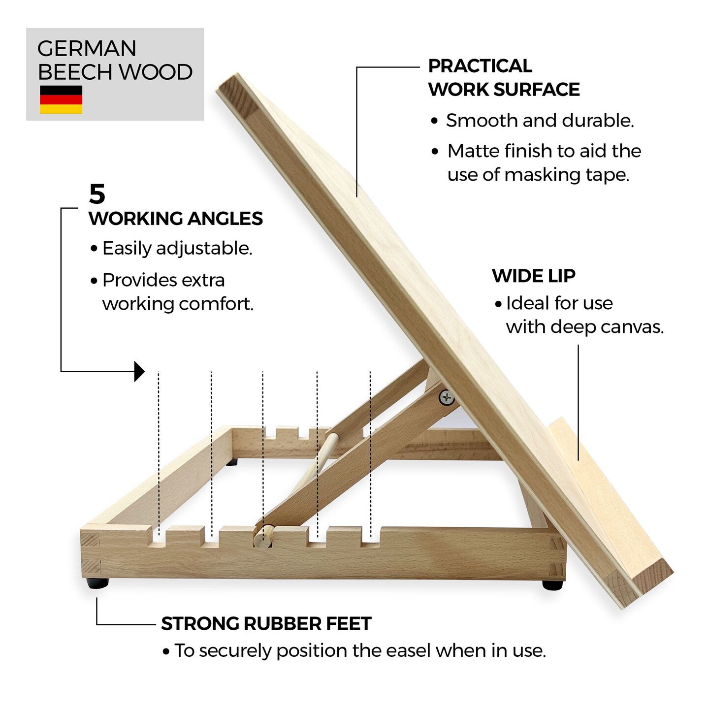 A3 Wooden Table Top Easel with 5 Adjustable Angles