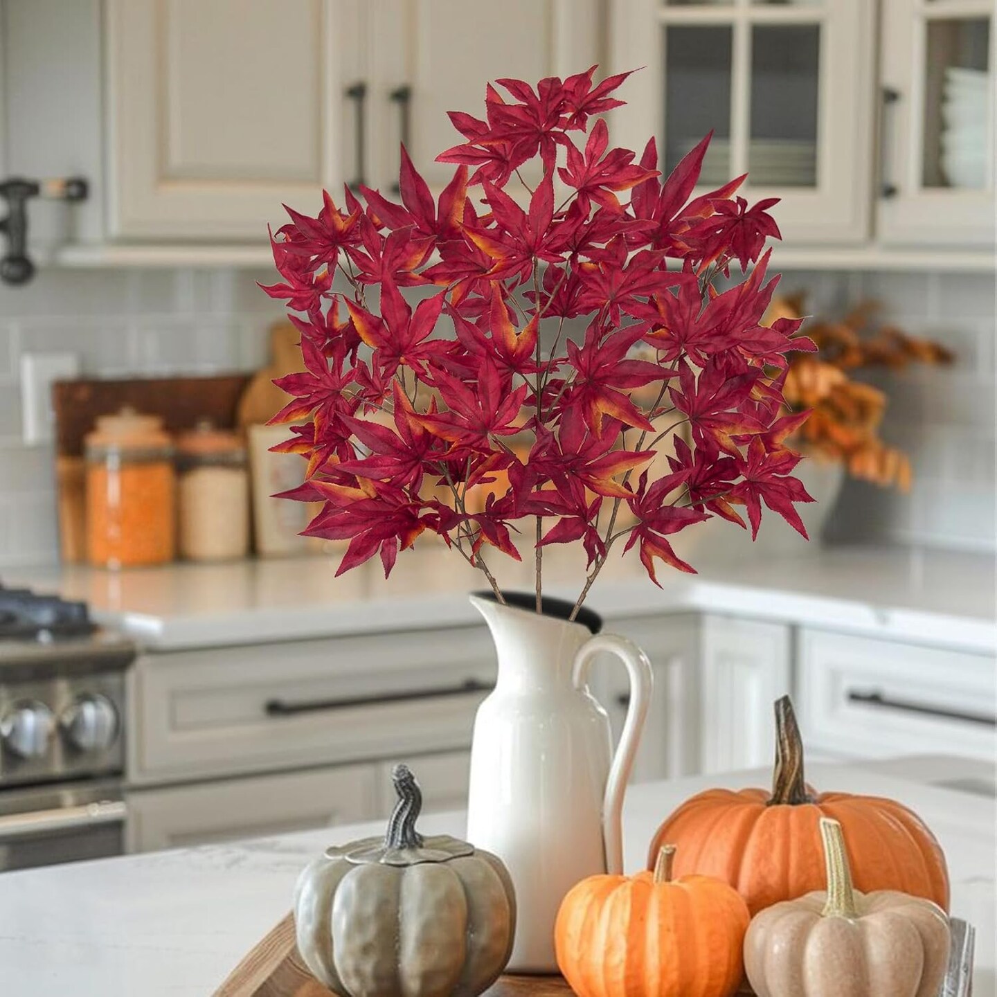 Artificial Fall Maple Leaves Branch