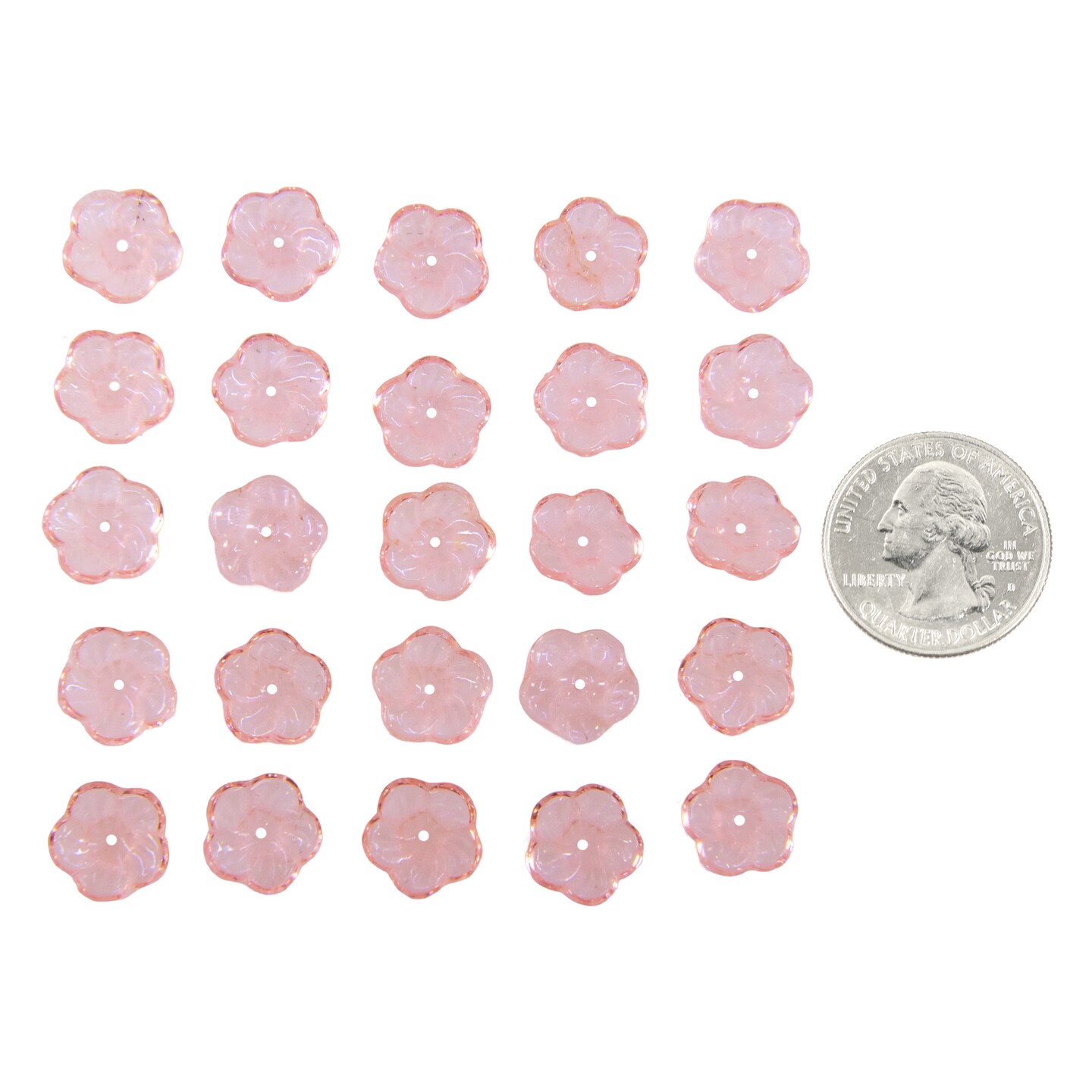 12mm Flat Pinwheel Flower Beads in Pale Pink Rosaline Apx 25 Beads GB-PWF04