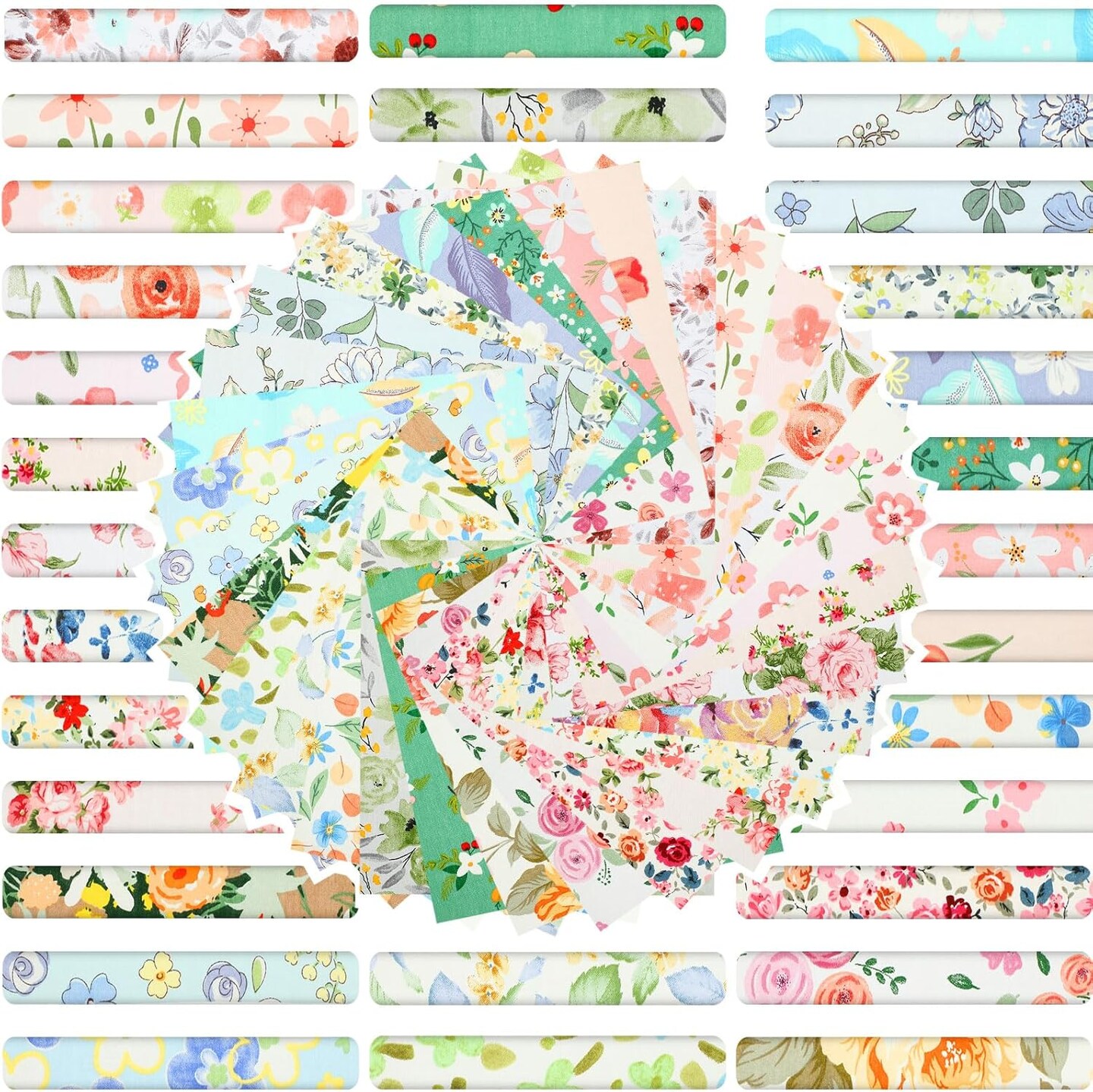 30 Pcs 10&#x22; Quilting Cotton Fabric Squares Floral Precut Fabric