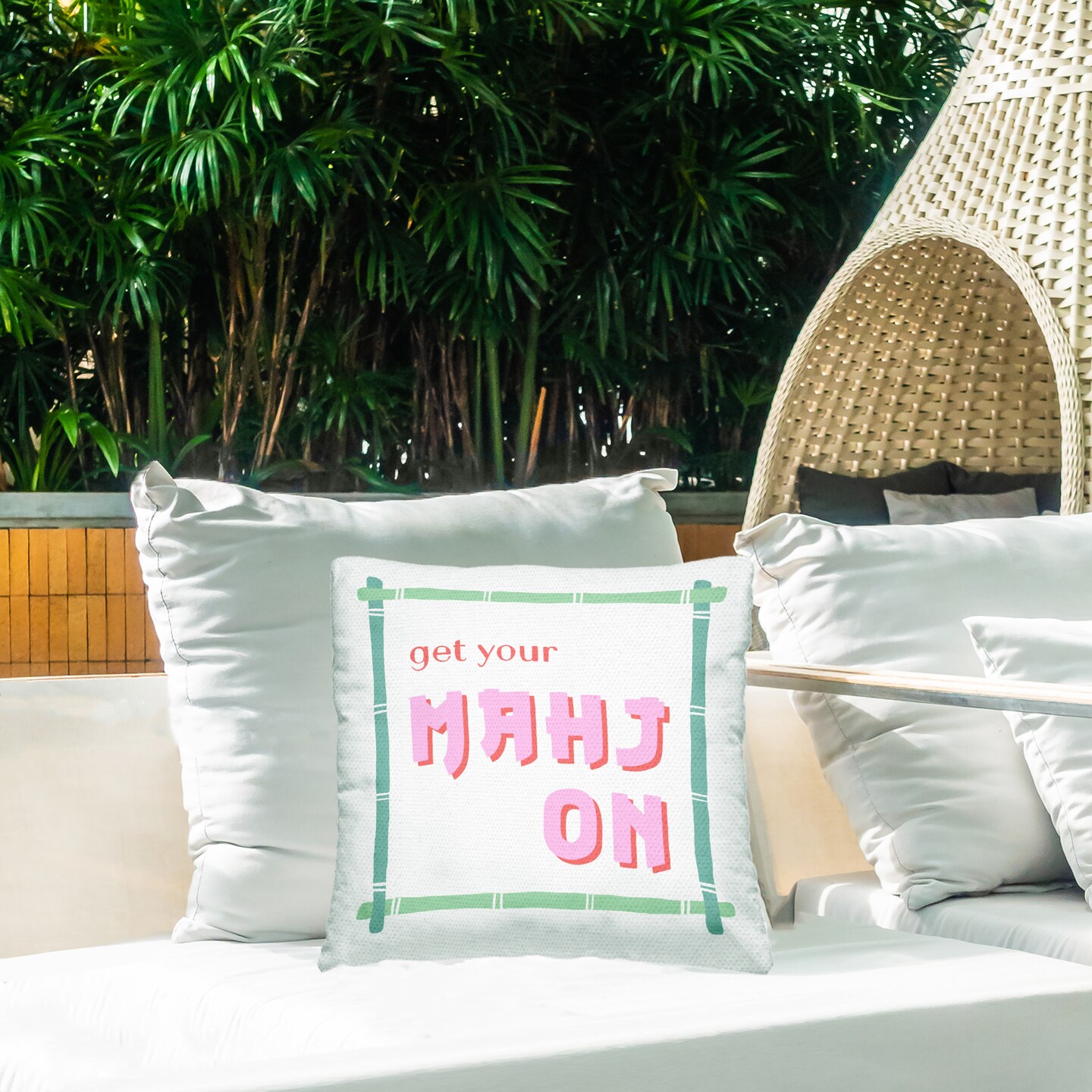 Stupell Industries Get Your Mahj On Outdoor Pillow, 18 x 7 x 18