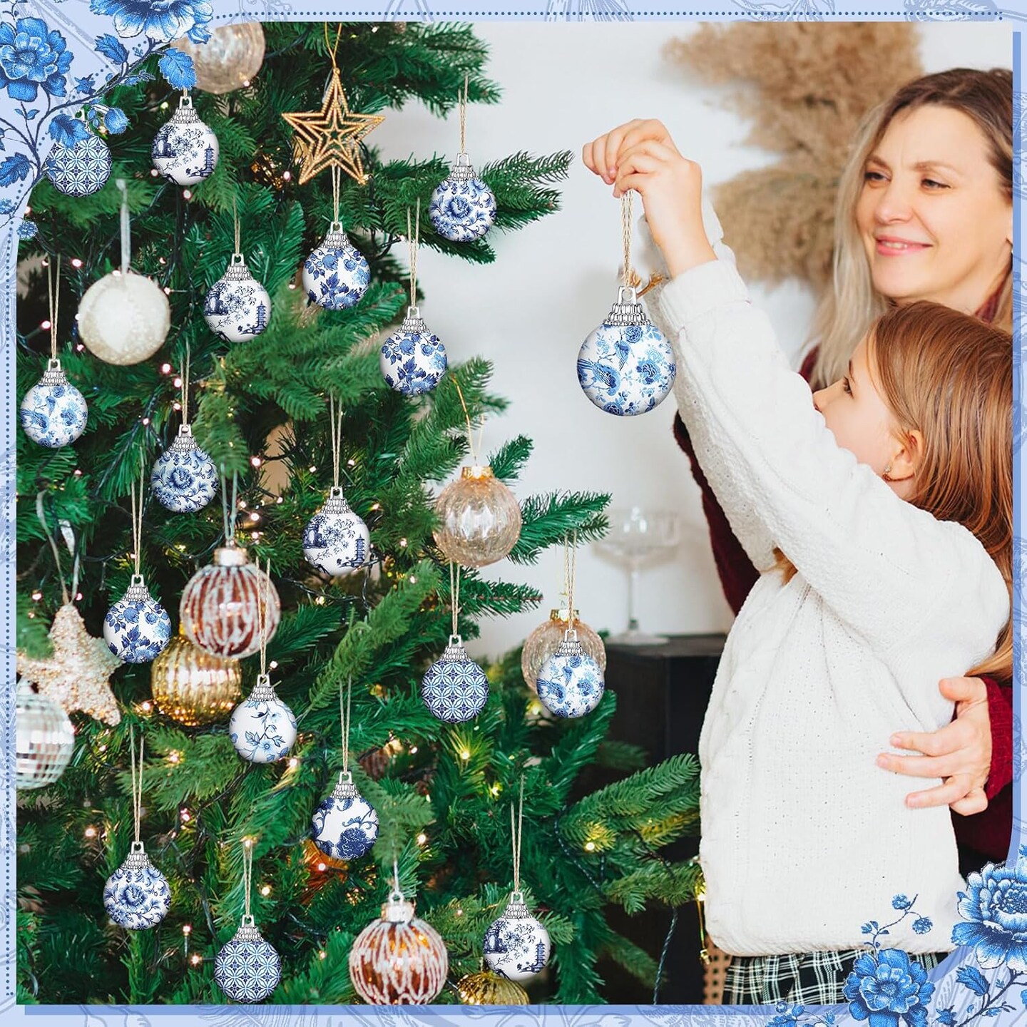 60 Pcs 10 x 10 Inch Blue and White Quilting Precut Fabric Squares