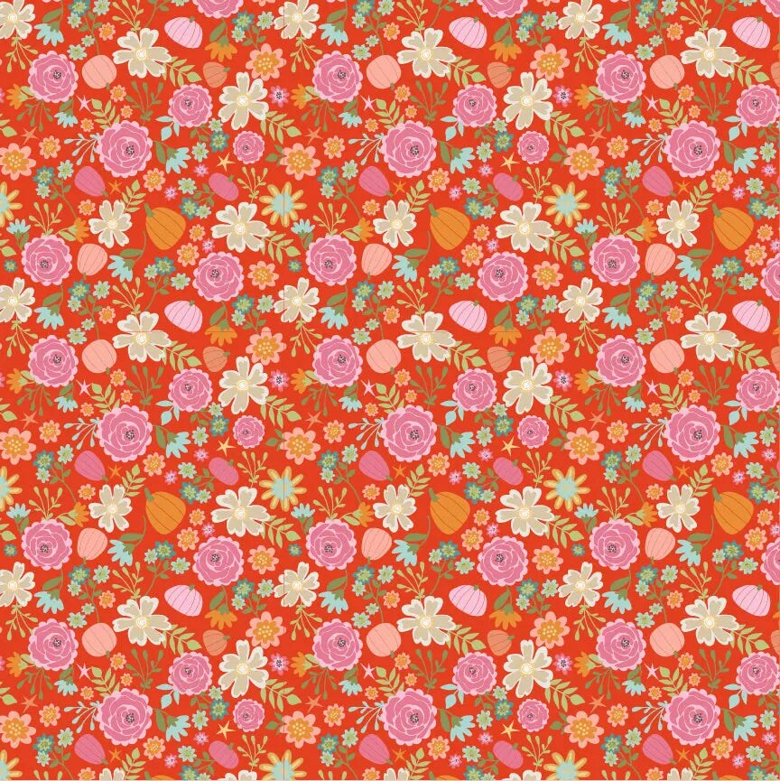 Pretty Pumpkin Poppie Cotton Orange 44&#x22;/45&#x22; Fabric Per Yard