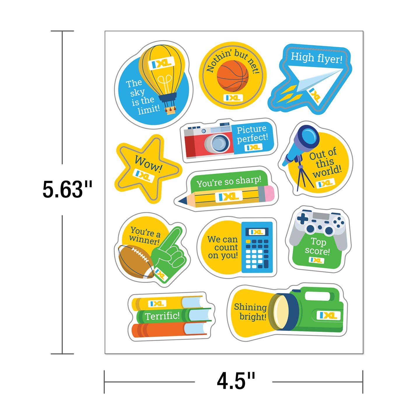 IXL Superstar Shout-outs Stickers - 72pc Inspirational School Supplies, Sporty Colorful Classroom, Teacher Motivational Rewards, Awards, Incentives, Prizes, Good Work