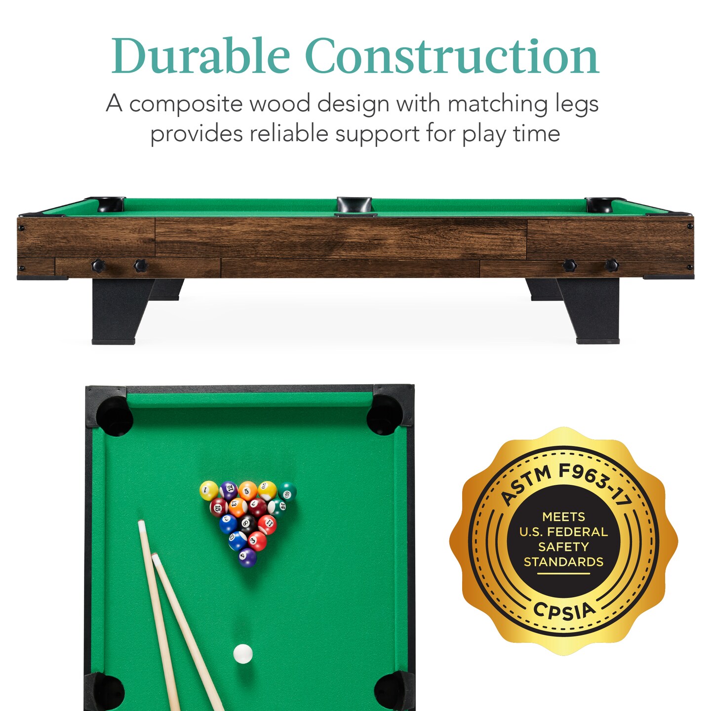 Best Choice Products 40in Tabletop Billiard Table, Pool Game Table w/ 2 Cue Sticks, Ball Set, Storage Bag