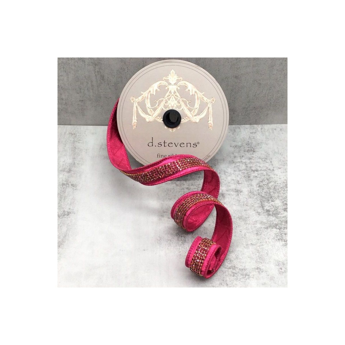 1&#x22; Metallic Dupion Duchess Jewel Ribbon: Hot Pink (5 Yards)