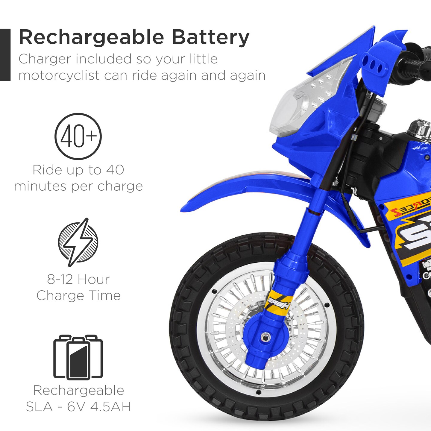 Best Choice Products 6V Kids Electric Battery Powered Ride On Motorcycle w/ Training Wheels, Lights, Music
