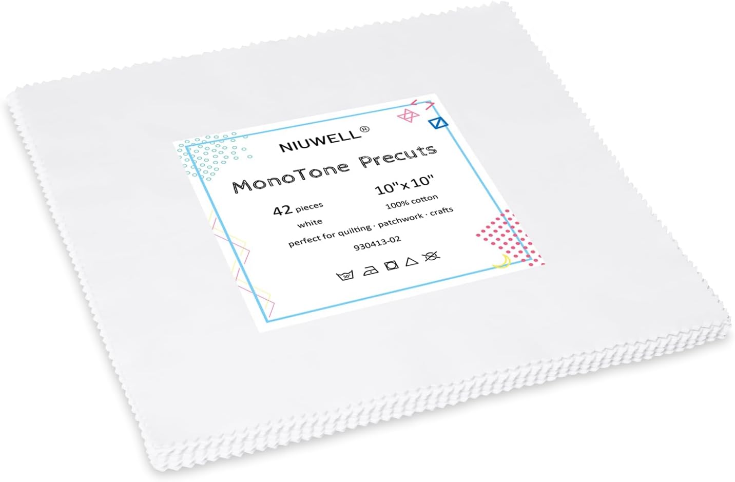 42 Pieces 10″ Pre-Cut White Cotton Fabric Squares — Layer Cake Quilting Fabric