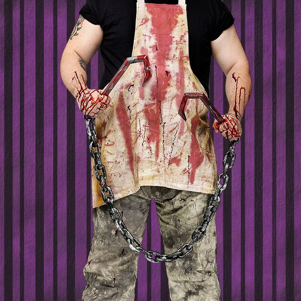 Men&#x2019;s Pig Butcher Costume with Pig Mask and Bloody Apron