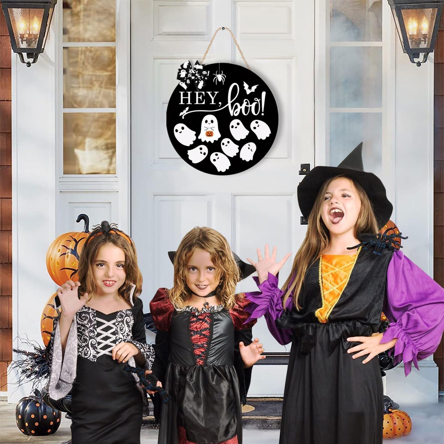 Halloween Door Sign Decorations Ghost Wreath