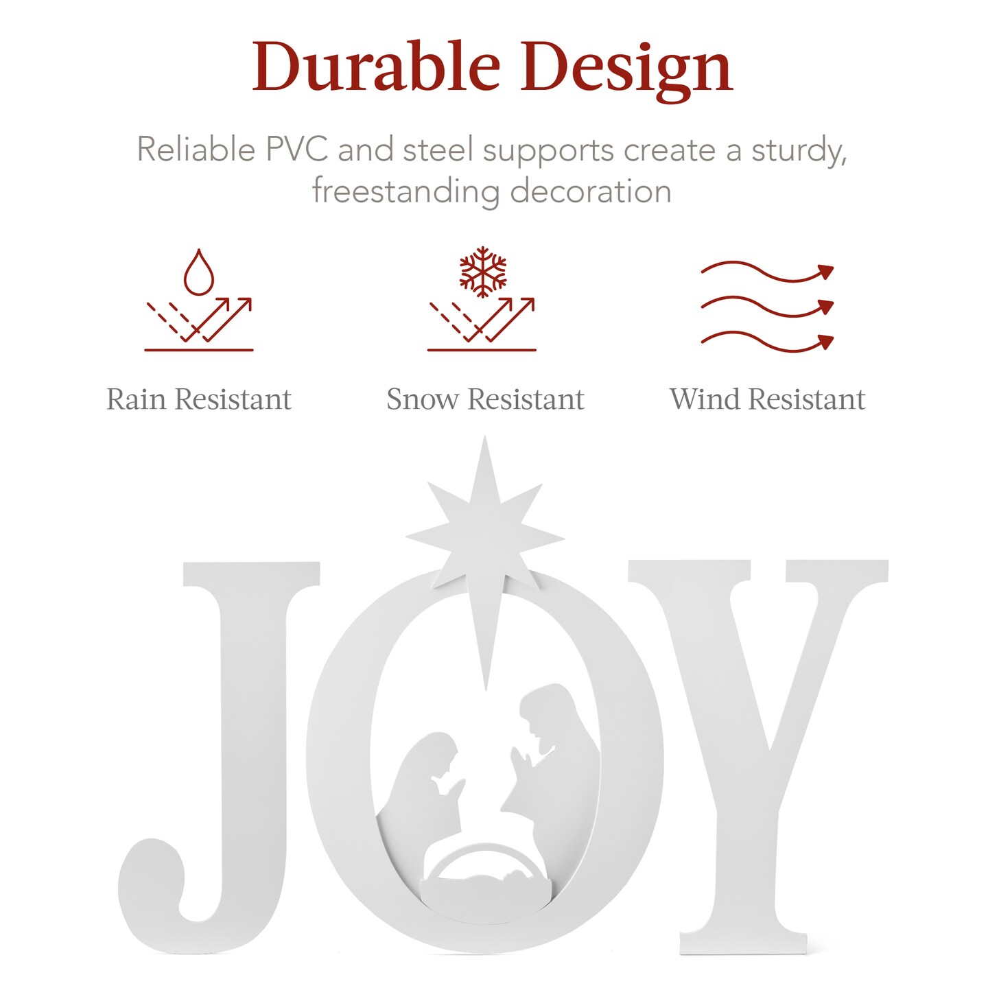 Best Choice Products 46in Outdoor JOY Christmas Nativity Decoration w/ Weather Resistant PVC, Ground Stakes